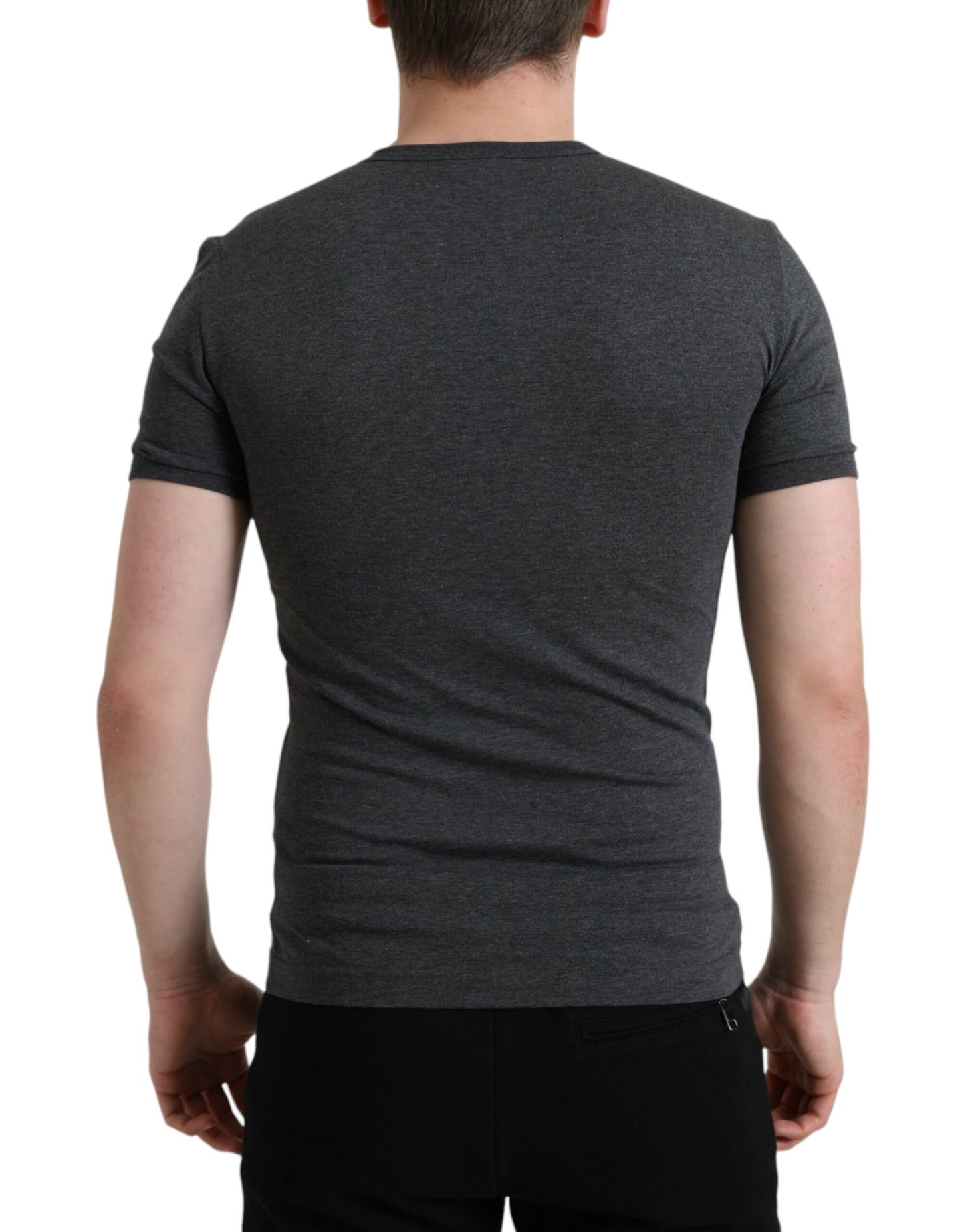 Dolce &amp; Gabbana Elegant dark grey round neck T-shirt