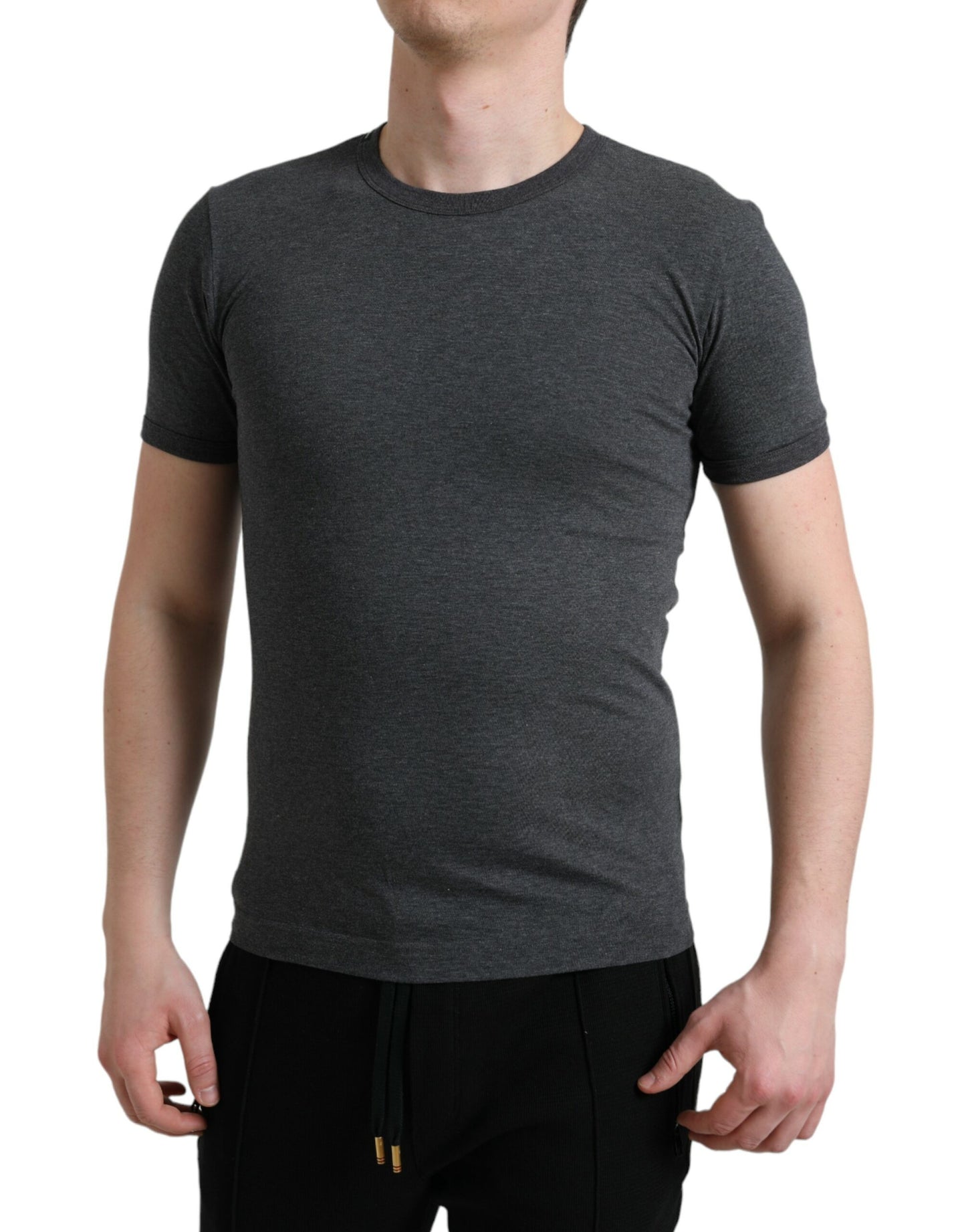 Dolce &amp; Gabbana Elegant dark grey round neck T-shirt