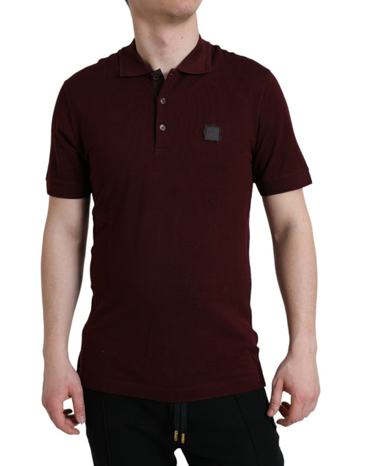 Dolce &amp; Gabbana Elegant maroon cotton blend polo tee