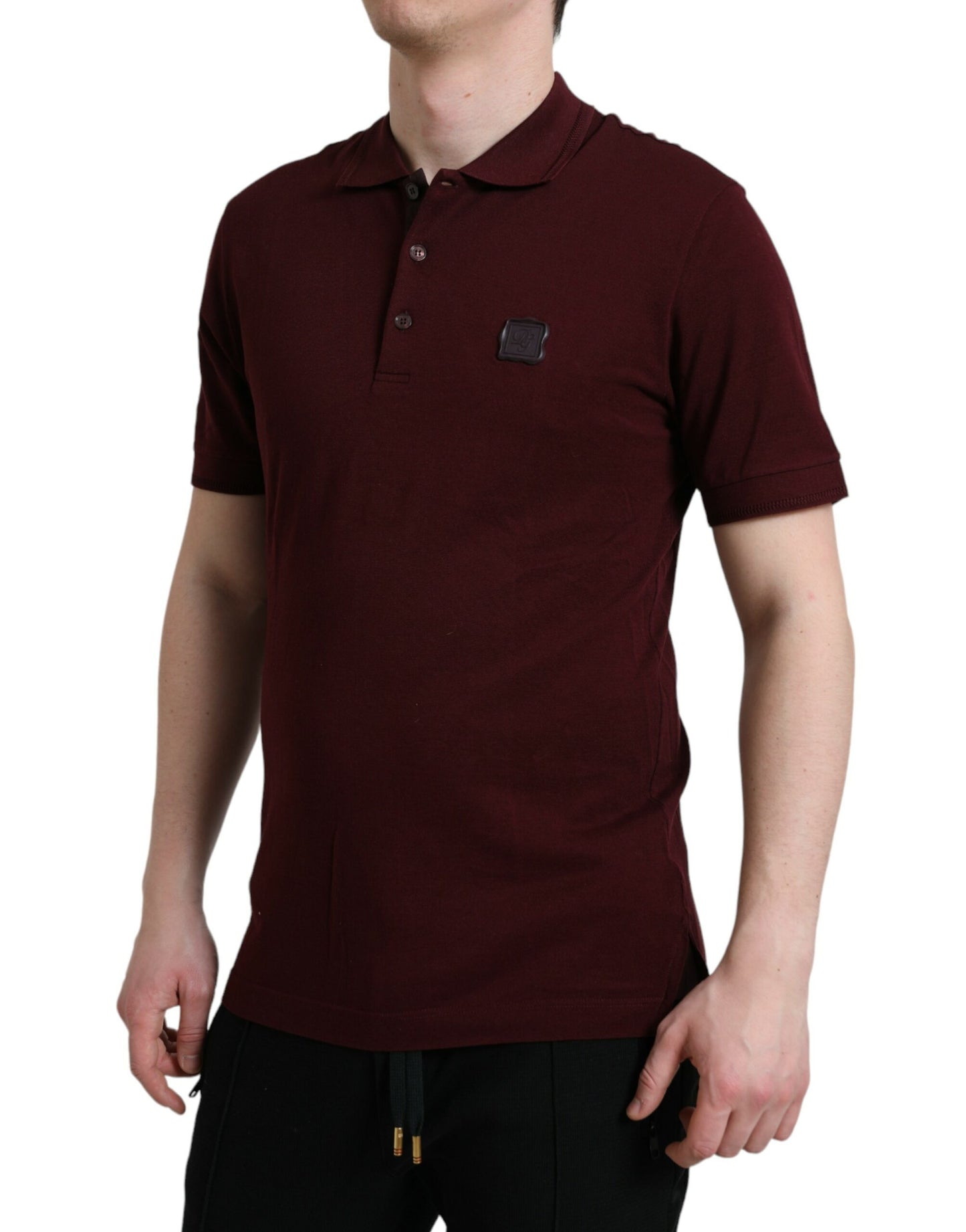 Dolce &amp; Gabbana Elegant maroon cotton blend polo tee