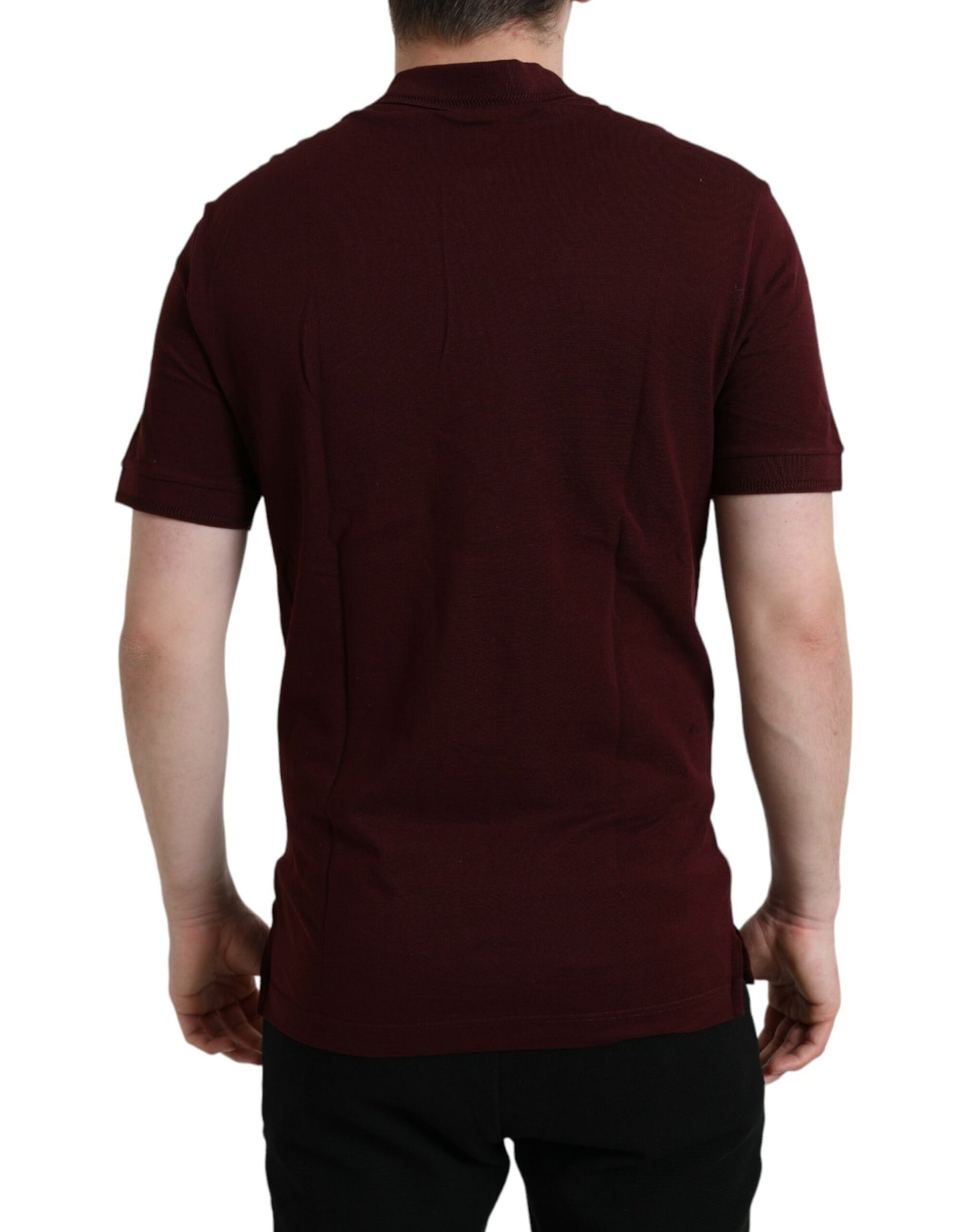 Dolce &amp; Gabbana Elegant maroon cotton blend polo tee