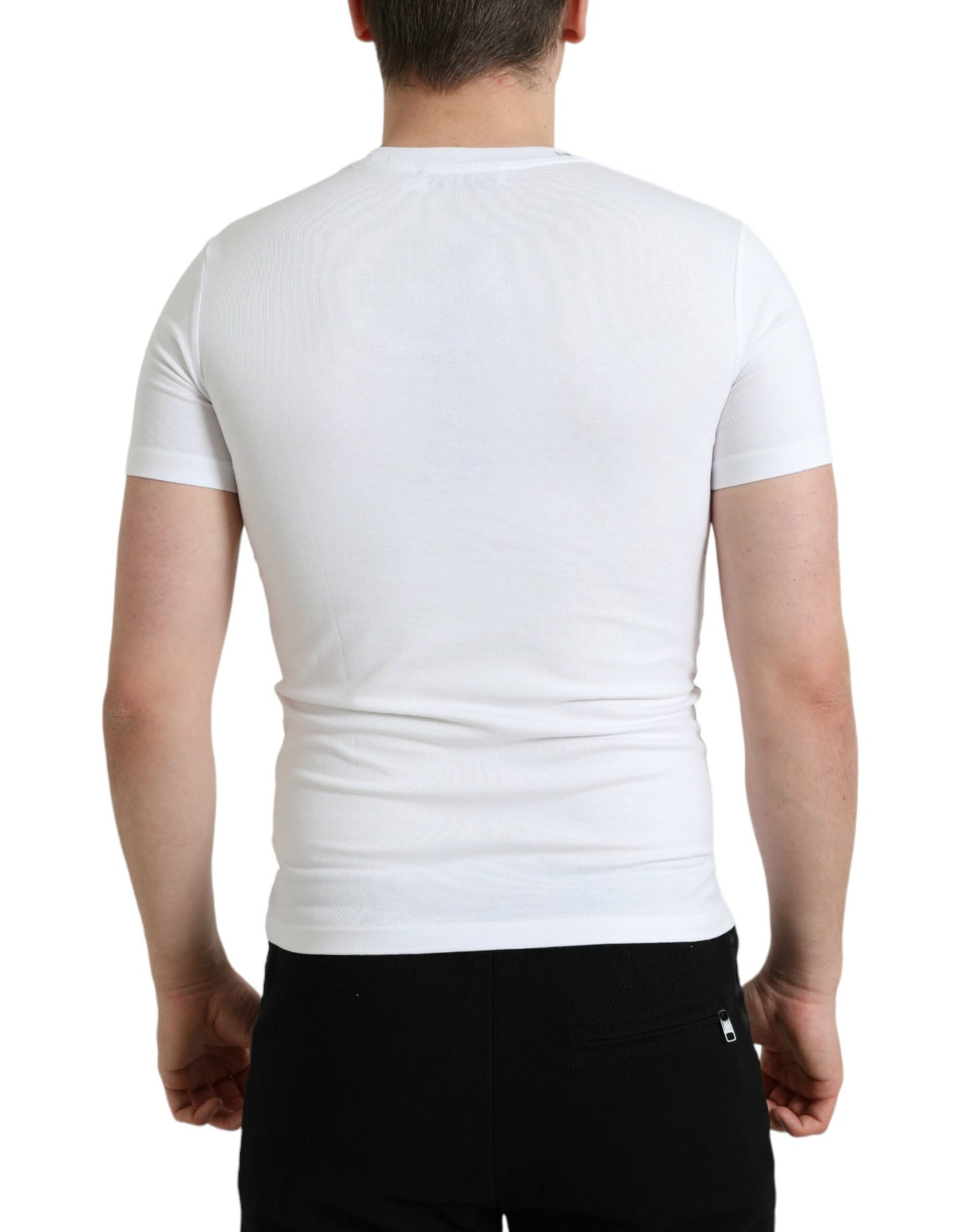 Dolce &amp; Gabbana Elegant White Logo Crew Neck T-Shirt