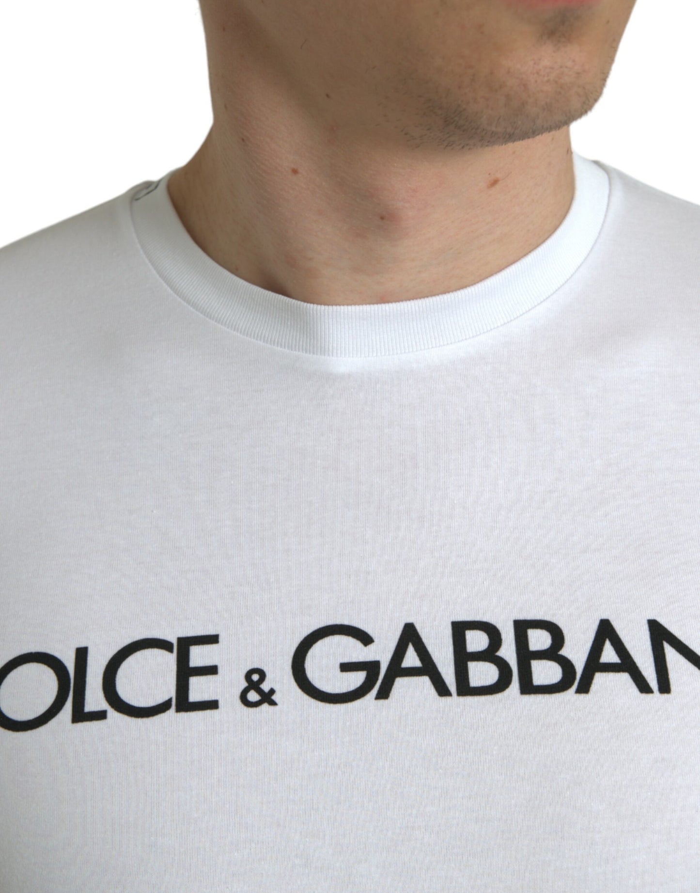 Dolce &amp; Gabbana Elegant White Logo Crew Neck T-Shirt