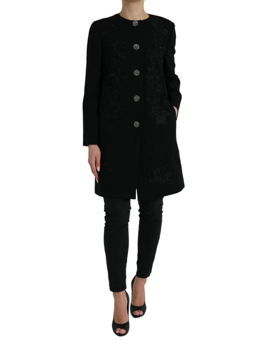 Dolce &amp; Gabbana Elegant floral wool trench coat with buttons