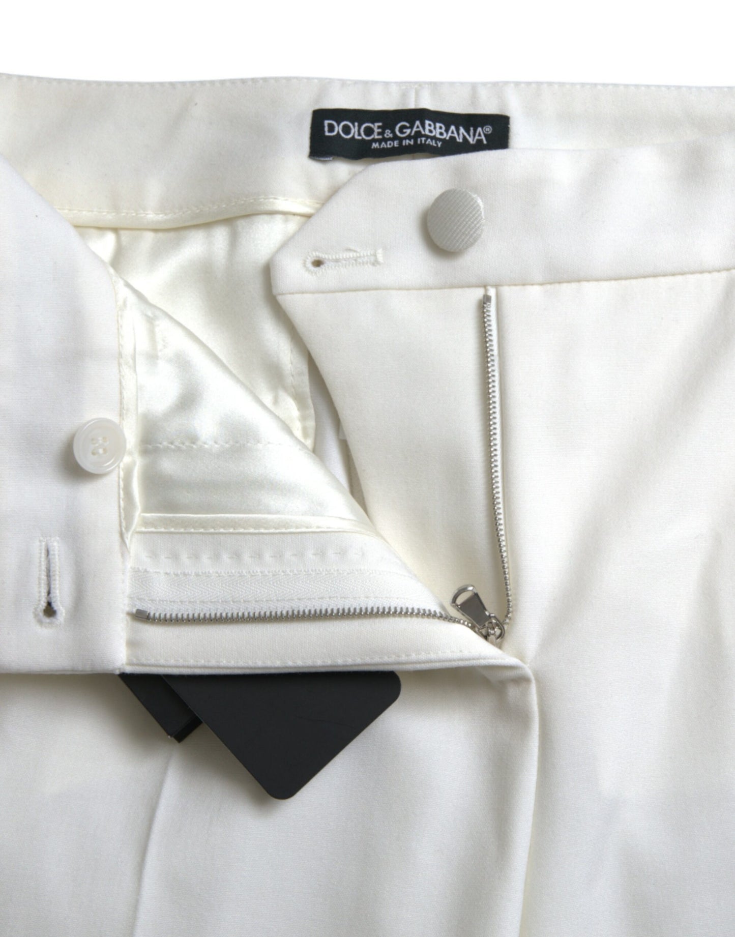 Dolce &amp; Gabbana Elegant white tapered trousers with mid-waist