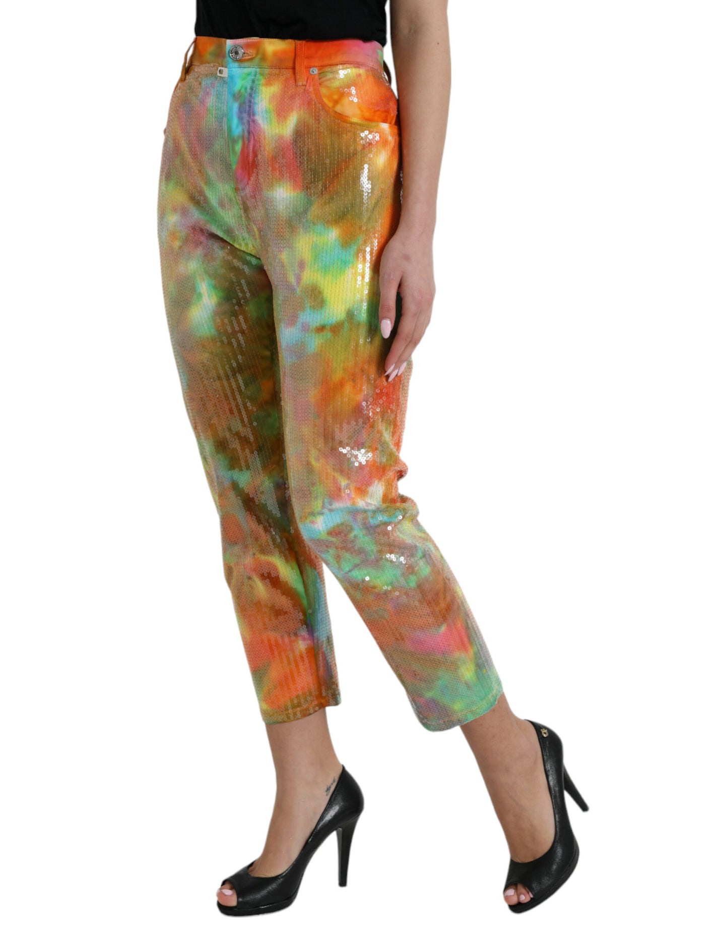 Dolce &amp; Gabbana Multicolor High-Waisted Trousers