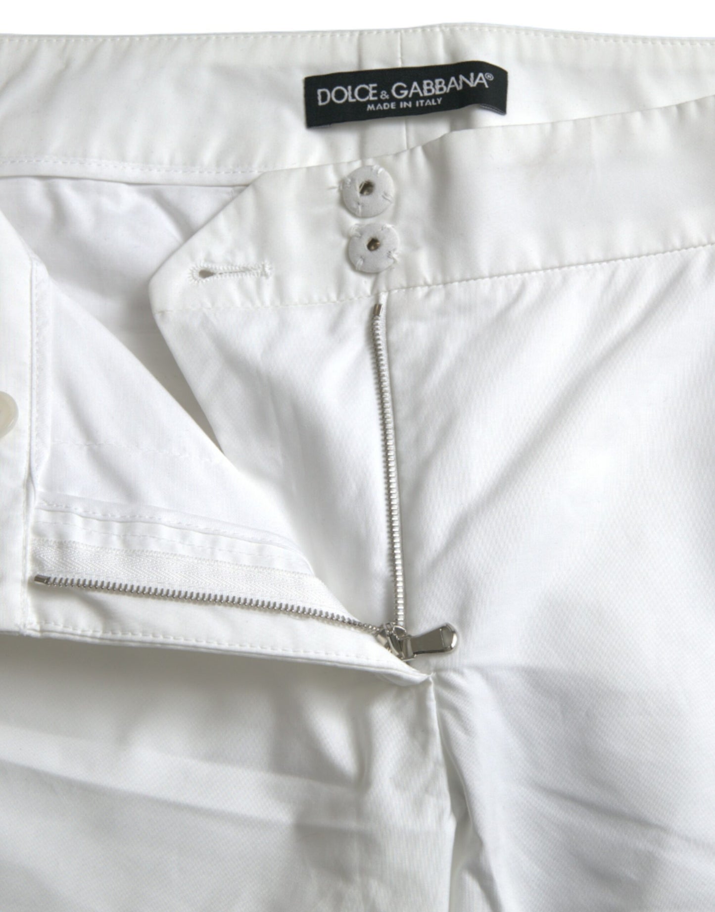 Dolce &amp; Gabbana Elegant white tapered trousers with mid-waist