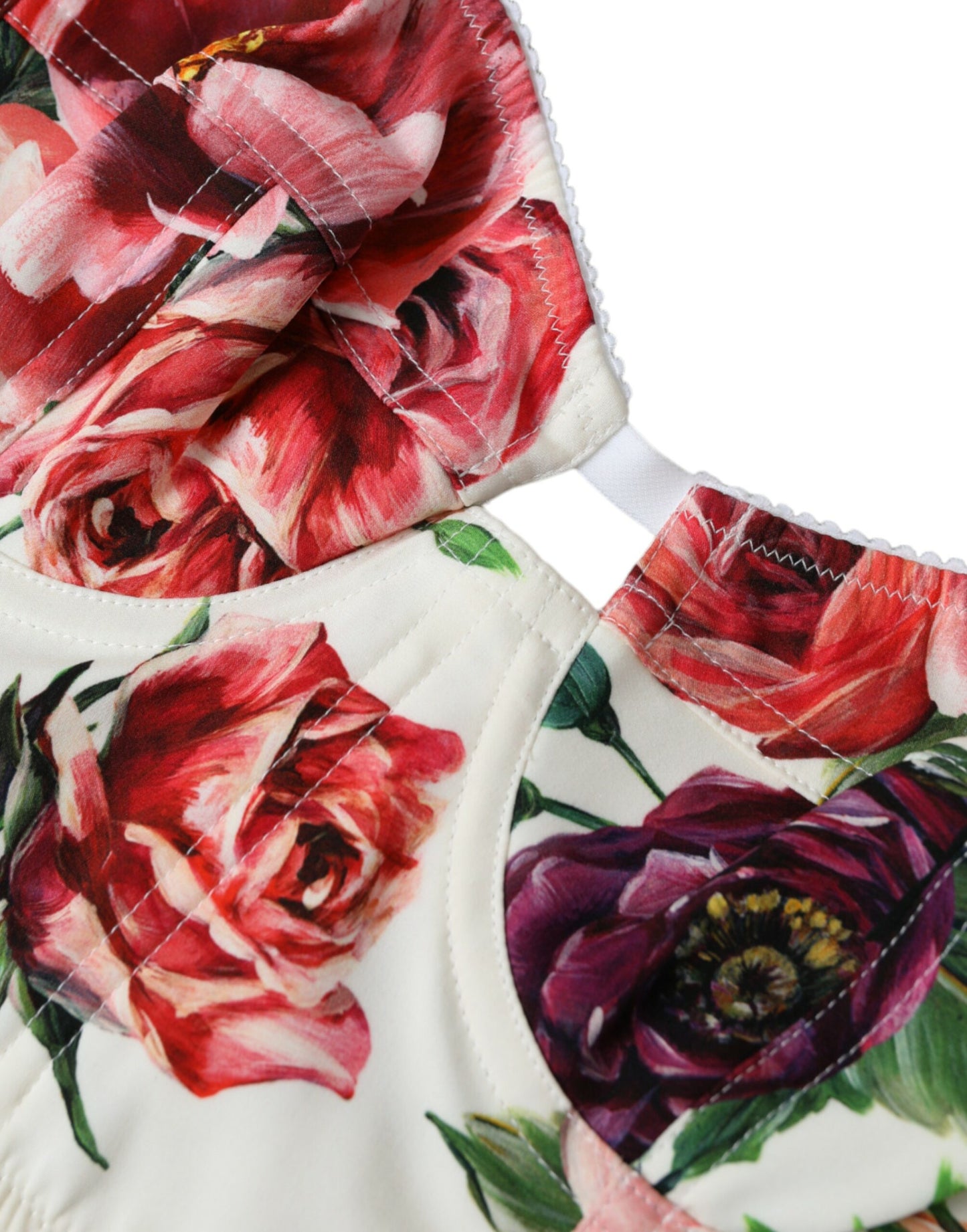 Dolce &amp; Gabbana Floral Silk Blend Bustier Crop Top