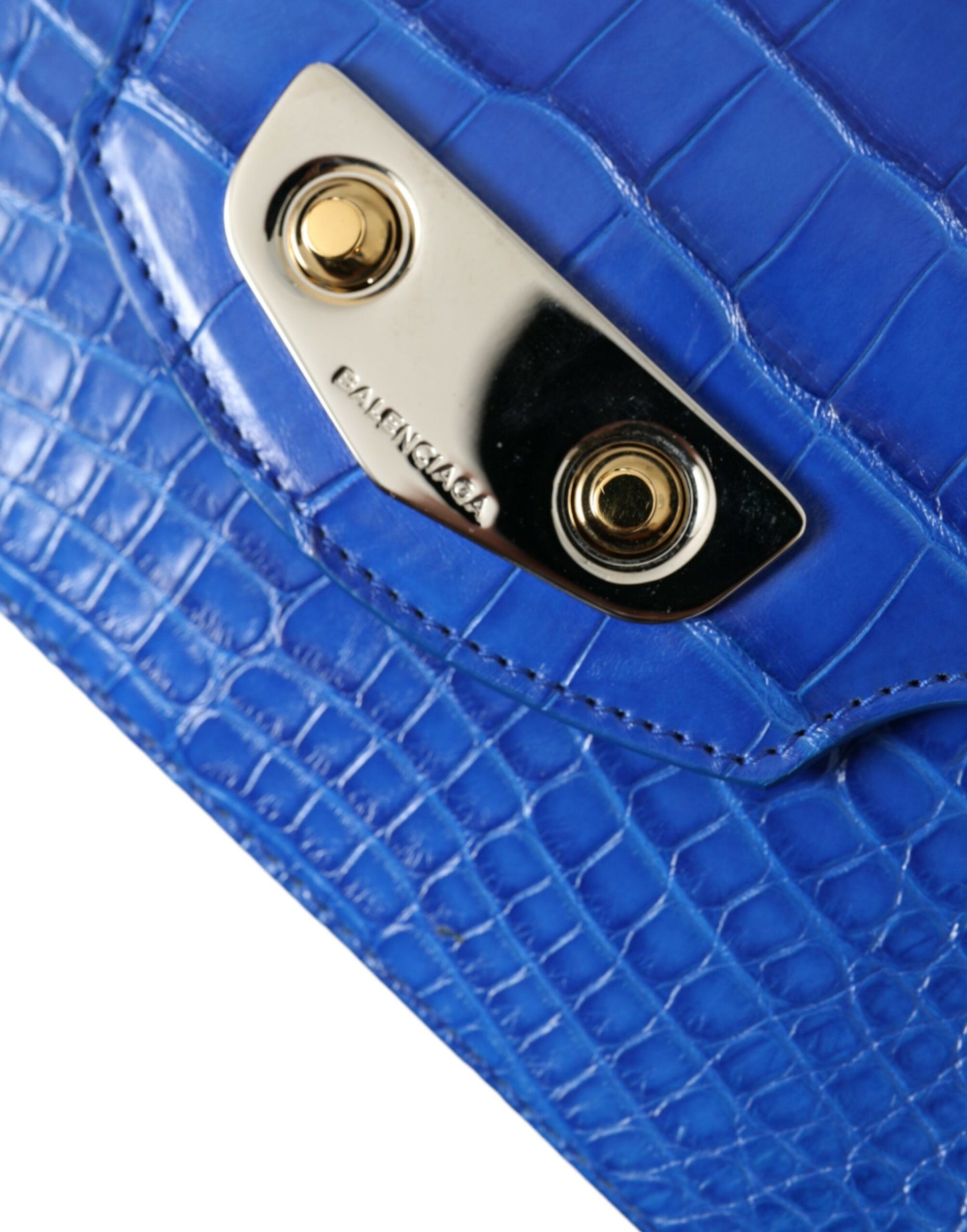 Balenciaga Mini Alligator Shoulder Bag - Elegant Blue