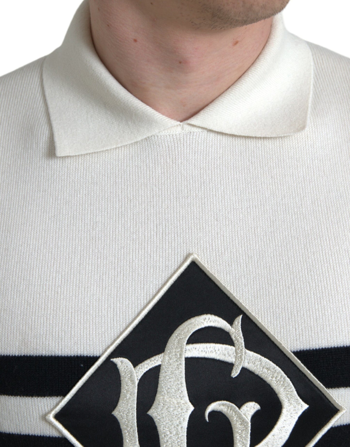 Dolce &amp; Gabbana valkoinen DG Logo Henley Collar Shirt T-paita