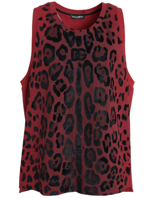 Dolce &amp; Gabbana Red Leopard Print -hihaton tankki-t-paita