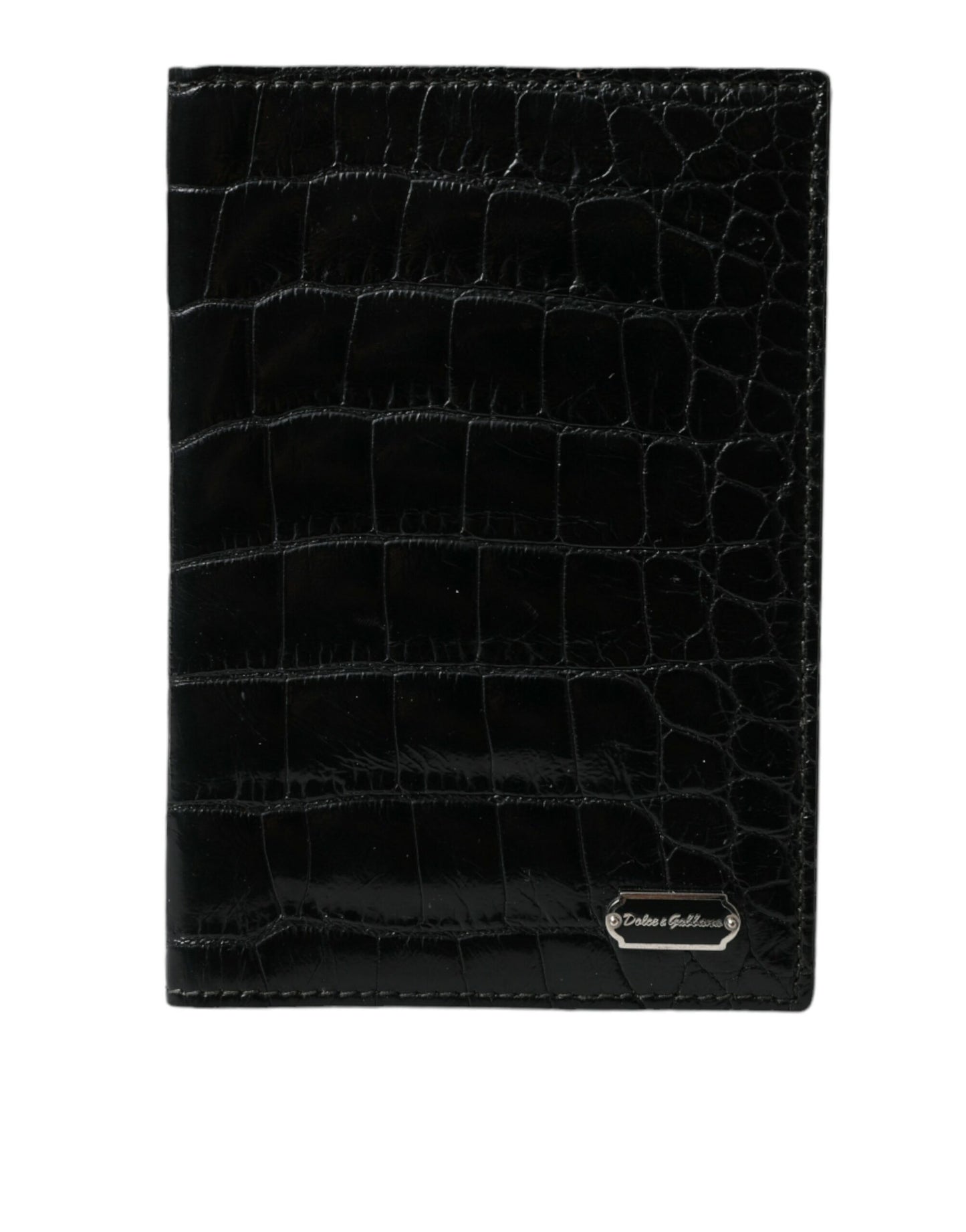 Dolce & Gabbana Schwarzes exotisches Leder Langes Bifold Passport Holder