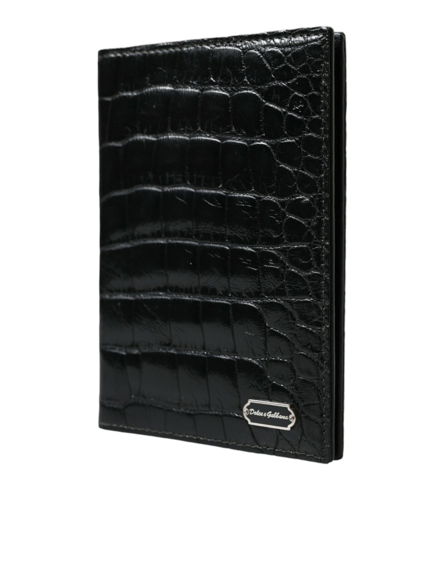 Dolce & Gabbana Schwarzes exotisches Leder Langes Bifold Passport Holder