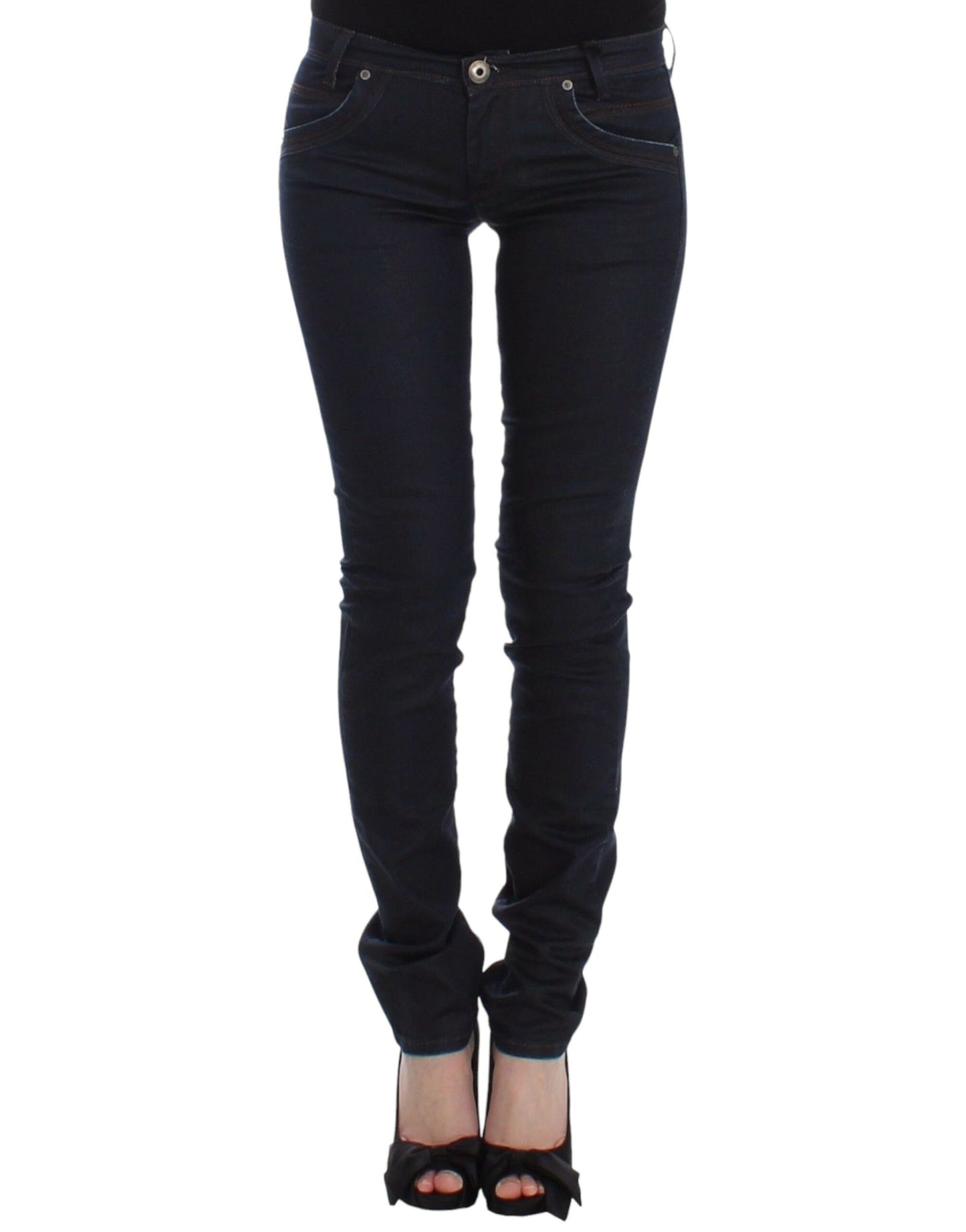 Ermanno Scervino Chic dark blue slim jeans for elegant style