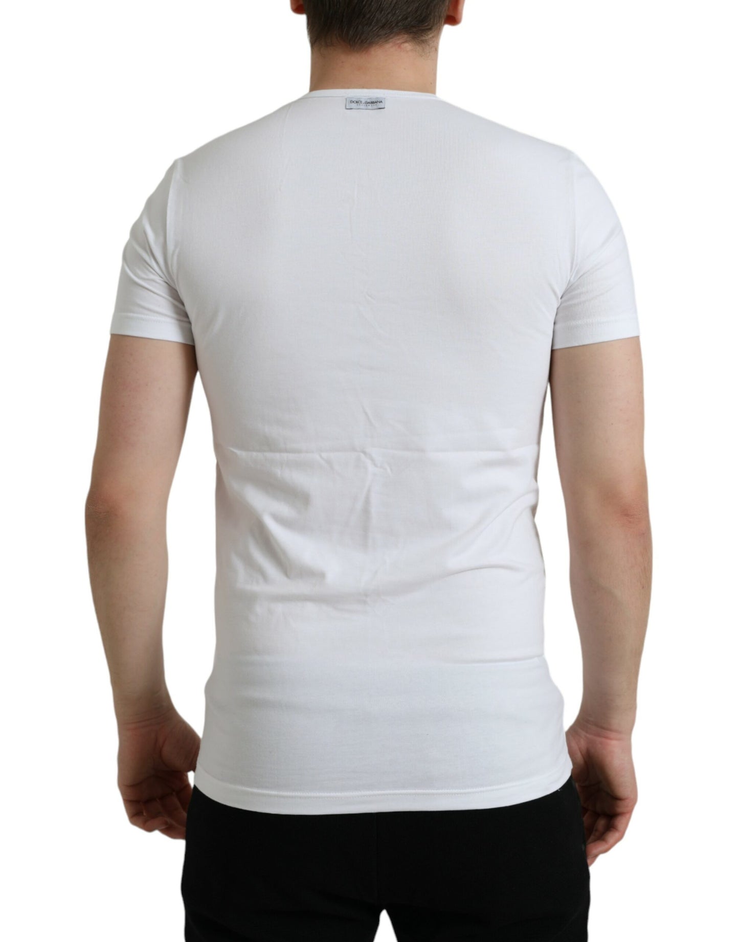 Dolce &amp; Gabbana White Cotton Crew Neck T-paita Alusvaatteet