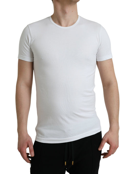 Dolce &amp; Gabbana White Cotton Crew Neck T-paita Alusvaatteet