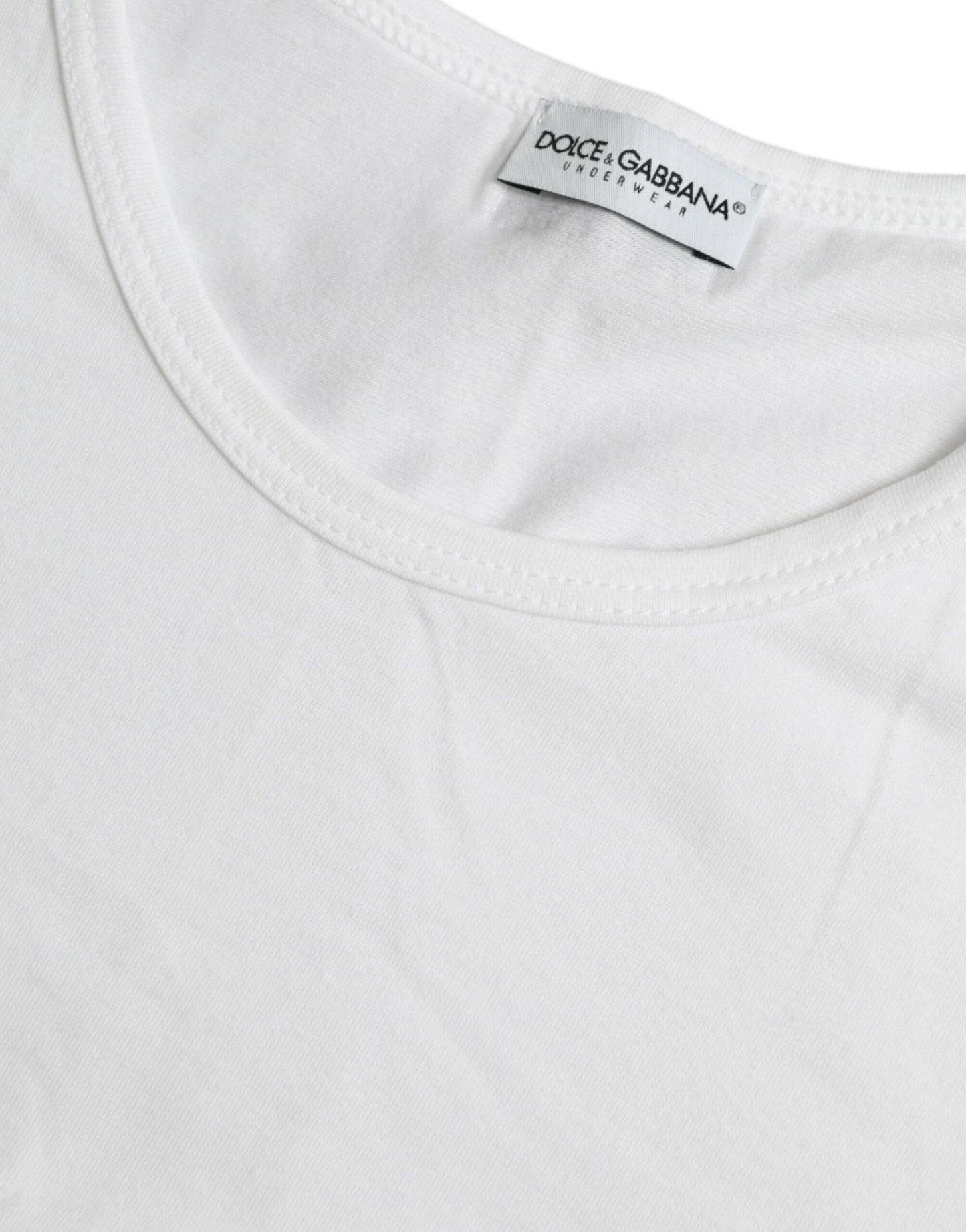 Dolce &amp; Gabbana White Cotton Crew Neck T-paita Alusvaatteet