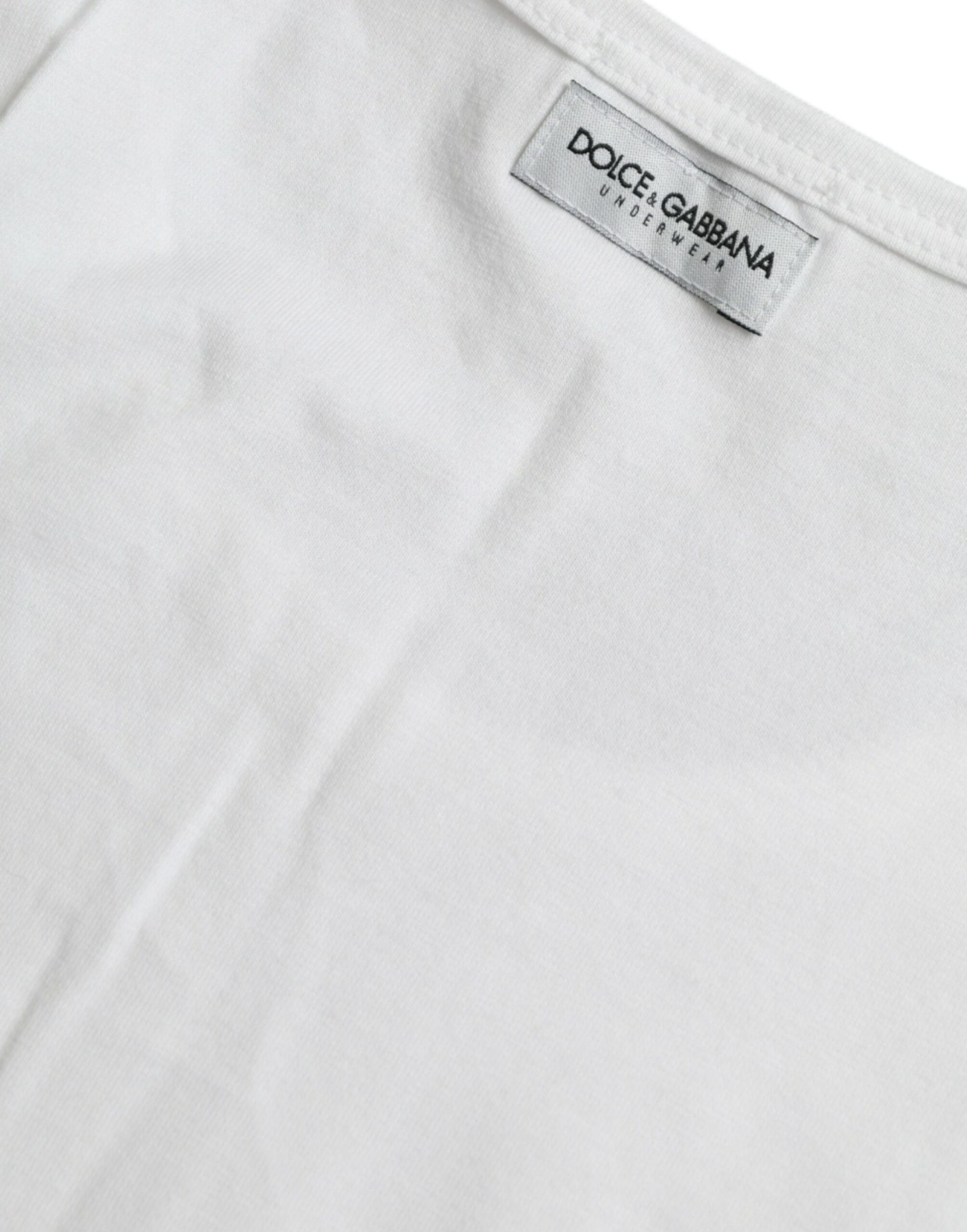 Dolce &amp; Gabbana White Cotton Crew Neck T-paita Alusvaatteet