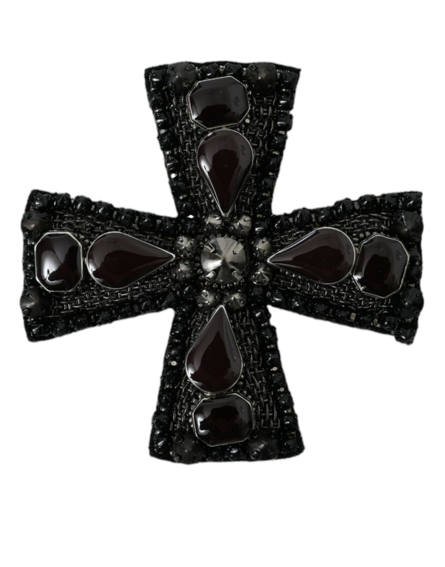 Dolce &amp; Gabbana Black Crystal Ebellished Cross Pin rintaneula