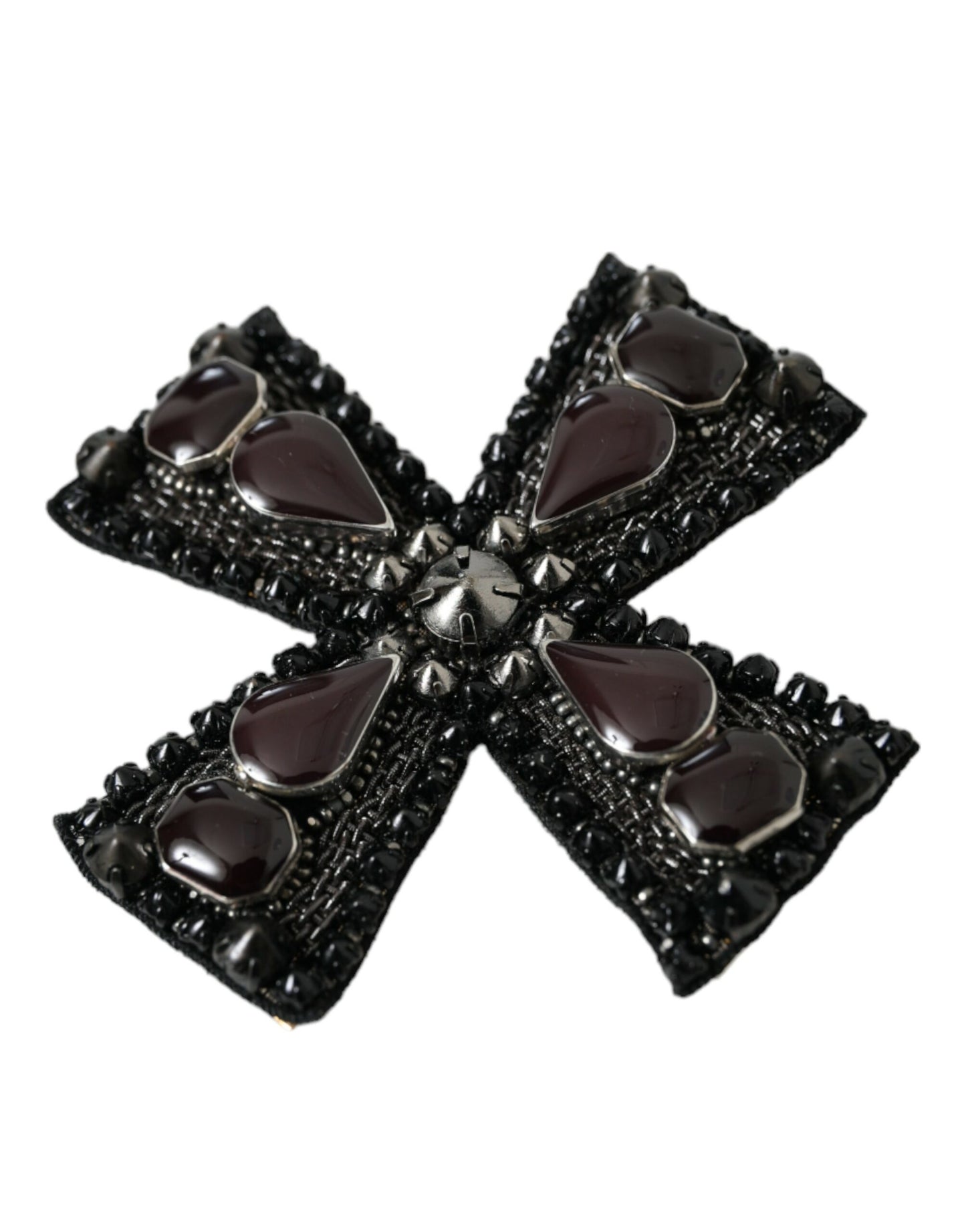 Dolce &amp; Gabbana Black Crystal Ebellished Cross Pin rintaneula