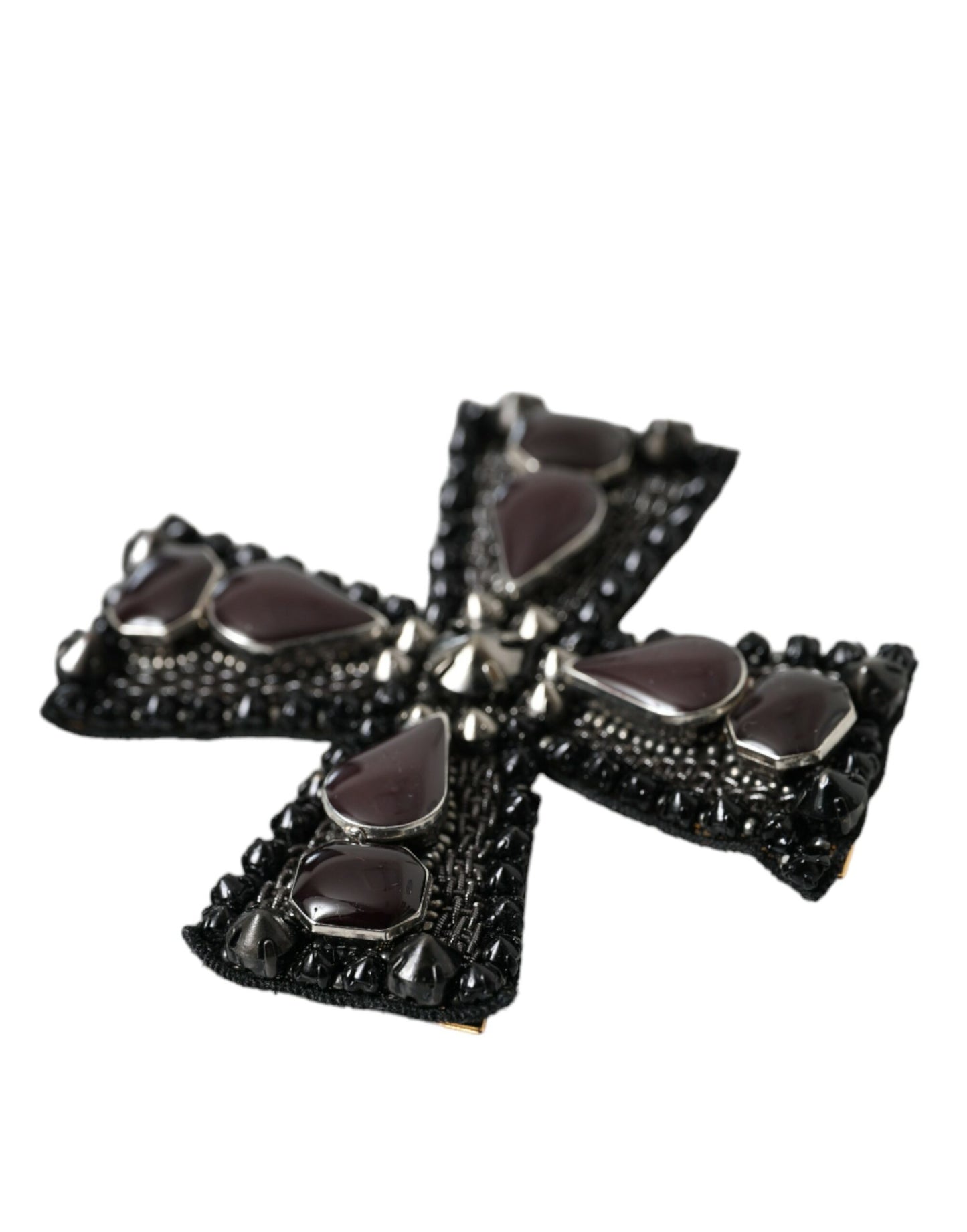 Dolce &amp; Gabbana Black Crystal Ebellished Cross Pin rintaneula