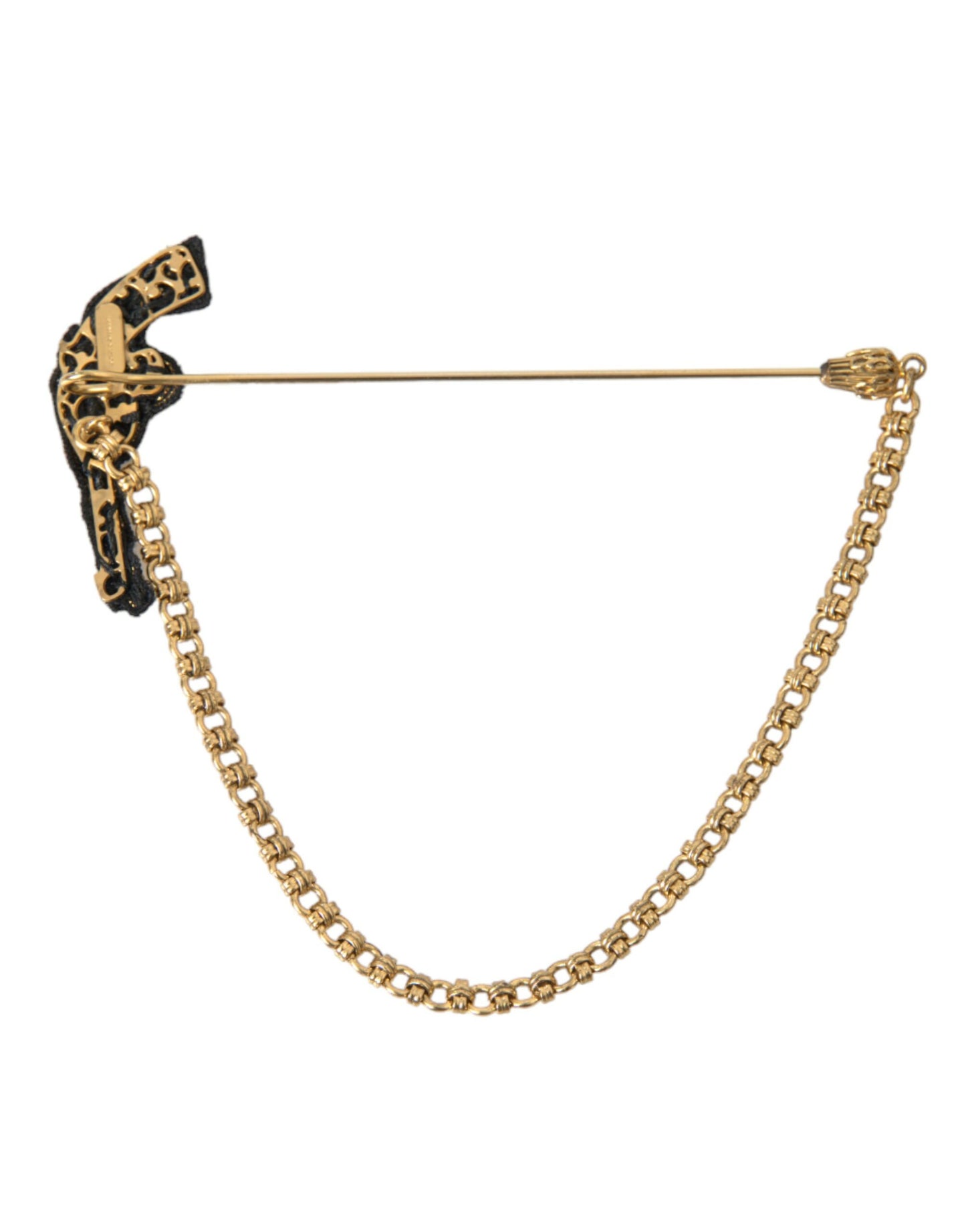 Dolce &amp; Gabbana Brass Copper Silk Revolver Gun Men Brooch Pin