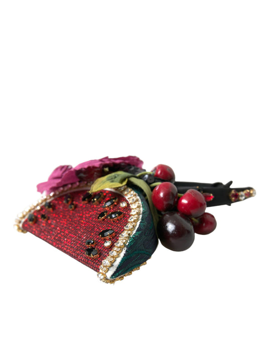 Dolce &amp; Gabbana Red Watermelon Cherry Crystal Headband Statement Tiara