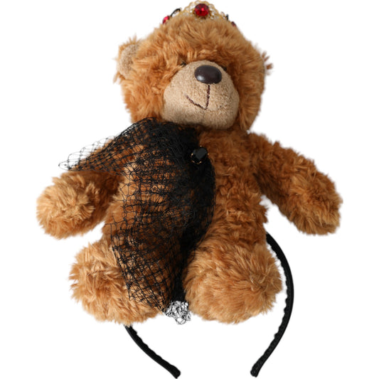 Dolce & Gabbana Brauner Teddybär Gold Kristallkrone Haarband Diadem