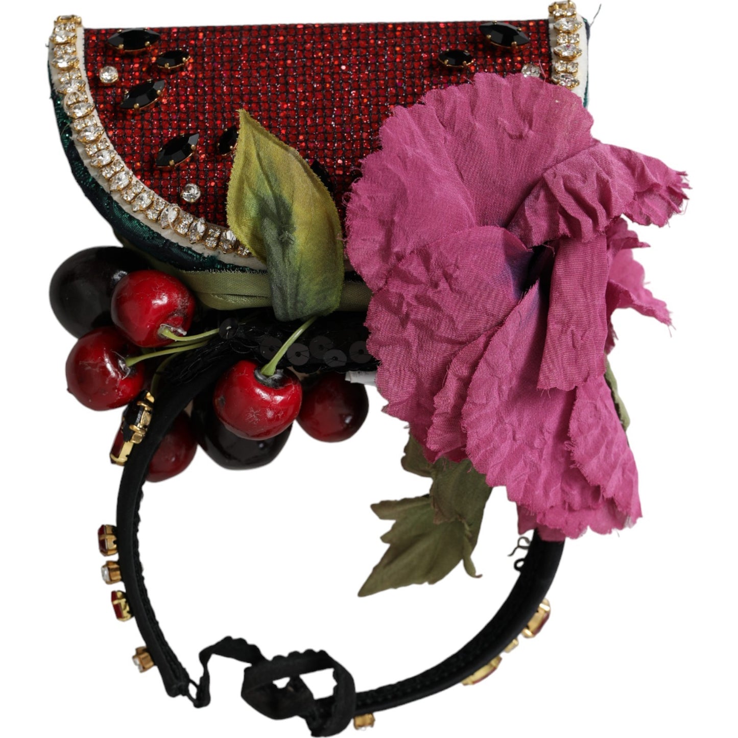 Dolce & Gabbana Rote Wassermelone Kirsche Kristall Haarband Statement Diadem