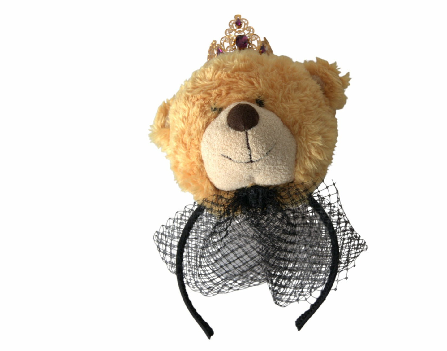 Dolce & Gabbana Brauner Teddybär Gold Kristallkrone Haarband Diadem