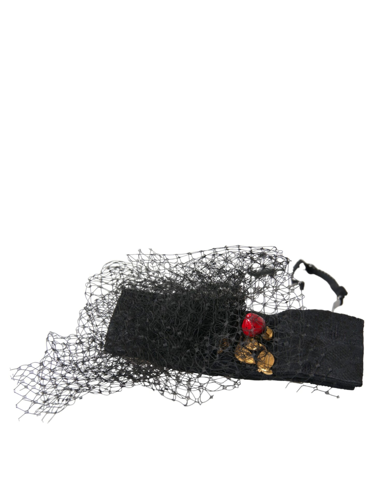 Dolce & Gabbana Schwarze Erdbeere Sizilien Crystal Mesh Net Stirnband Diadem