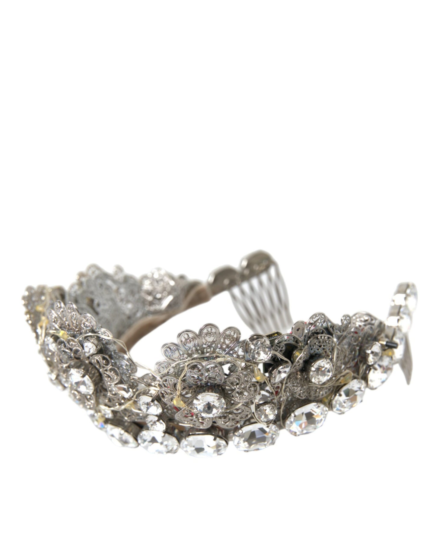 Dolce & Gabbana Silber Messing STRASS Kristallkrone Tiara LED Diadem