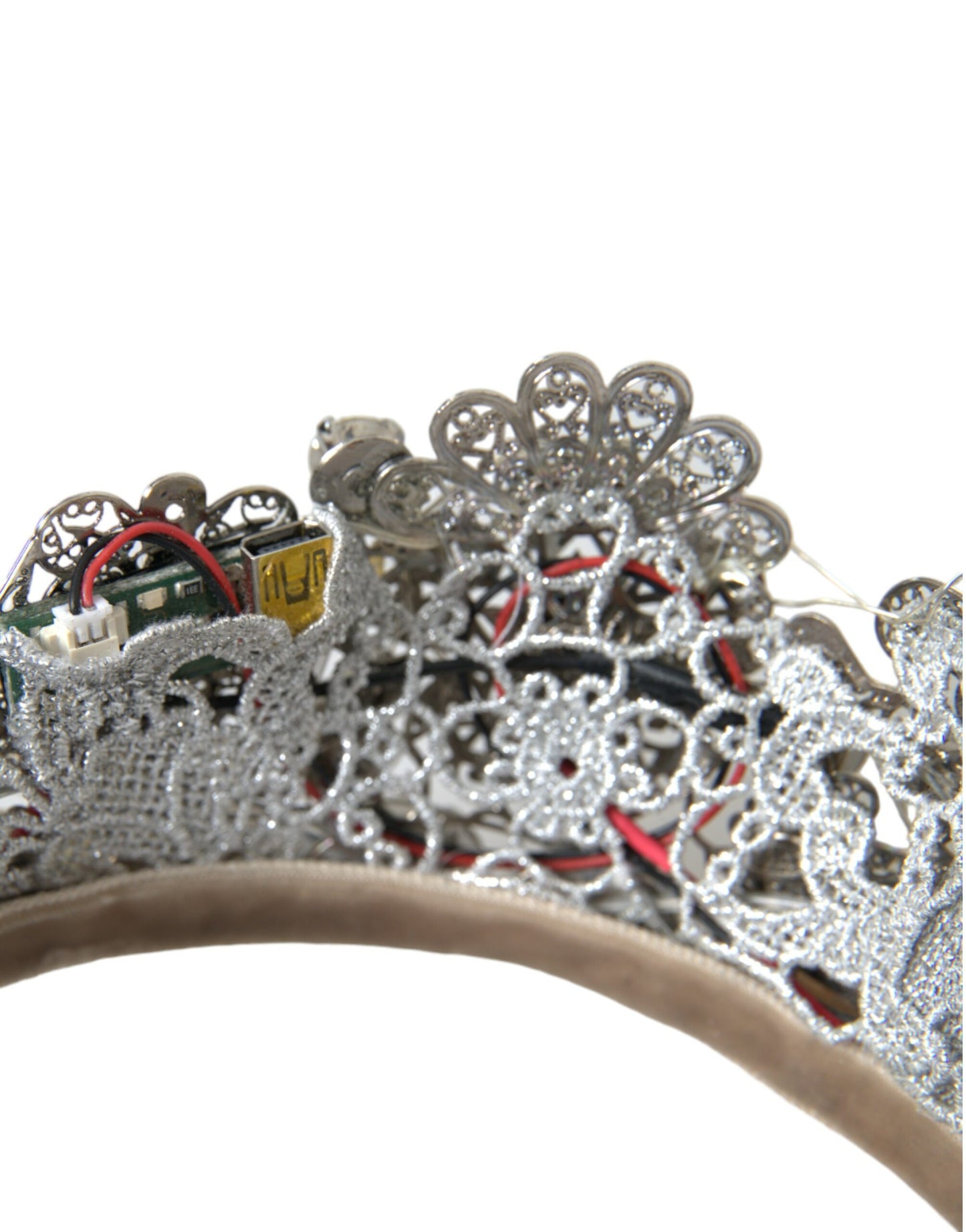 Dolce & Gabbana Silber Messing STRASS Kristallkrone Tiara LED Diadem