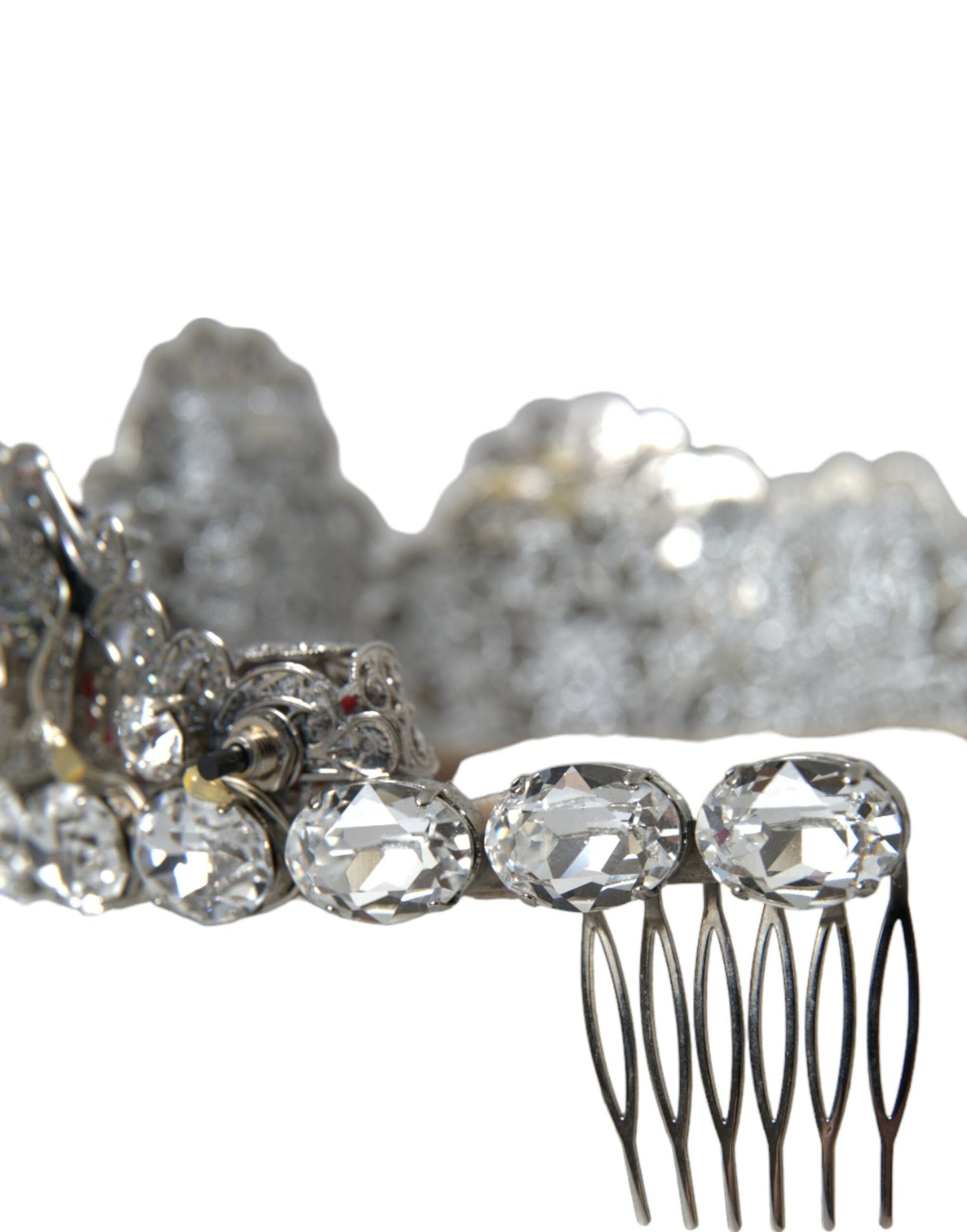 Dolce & Gabbana Silber Messing STRASS Kristallkrone Tiara LED Diadem