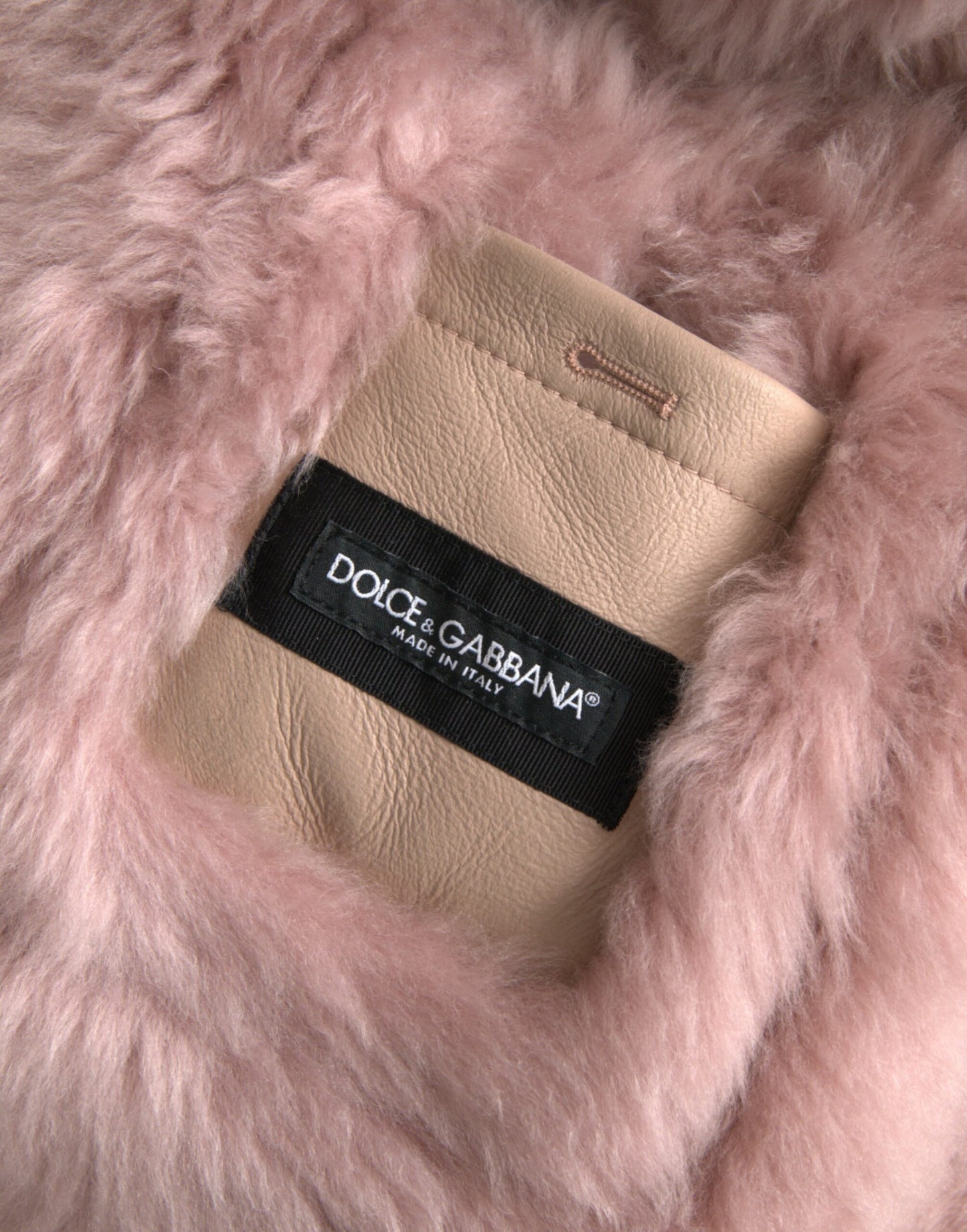 Dolce & Gabbana Beige Rosa Lammleder Shearling Mantel Jacke