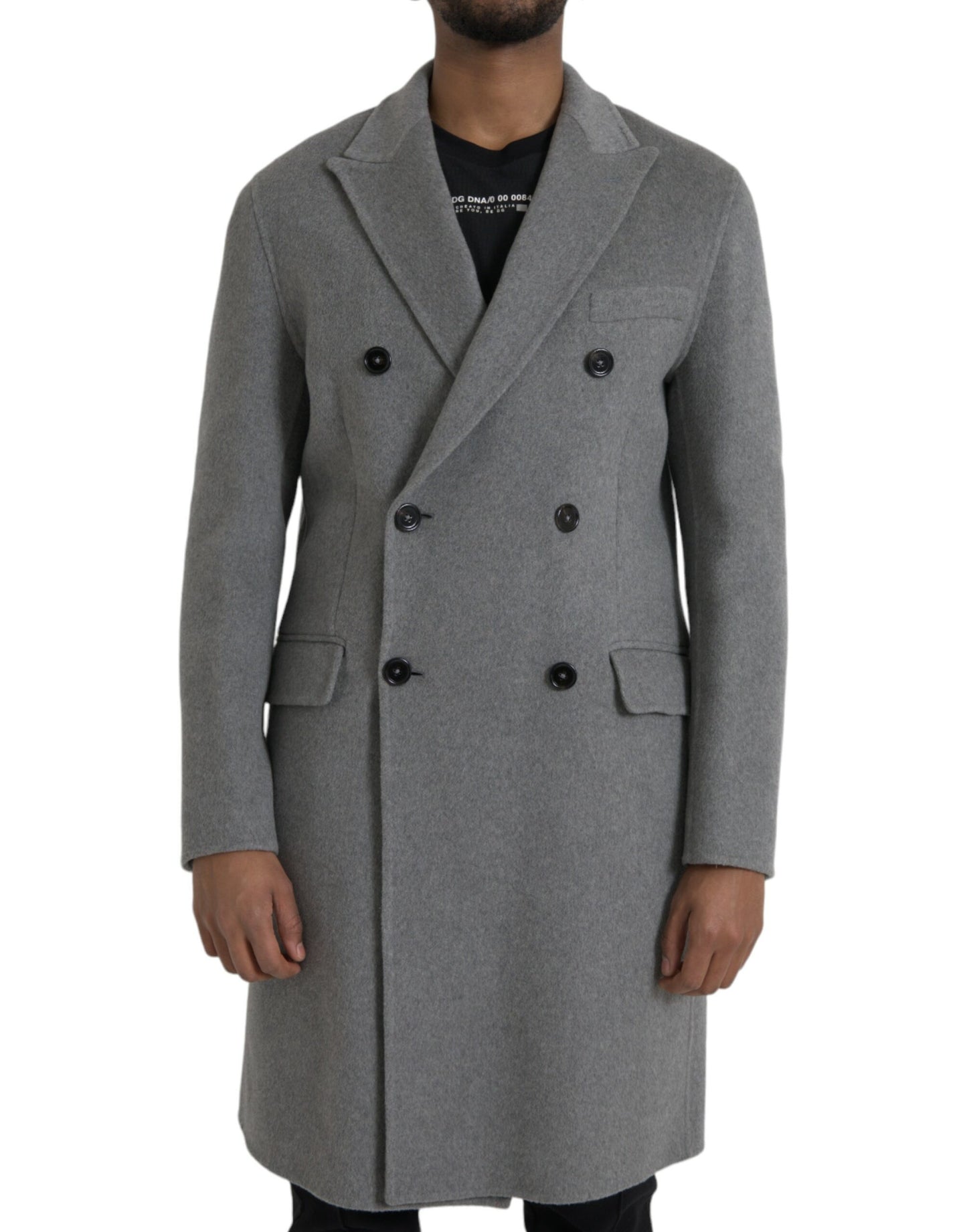 Dolce & Gabbana Grauer Doppel-Trenchcoat Kaschmirjacke