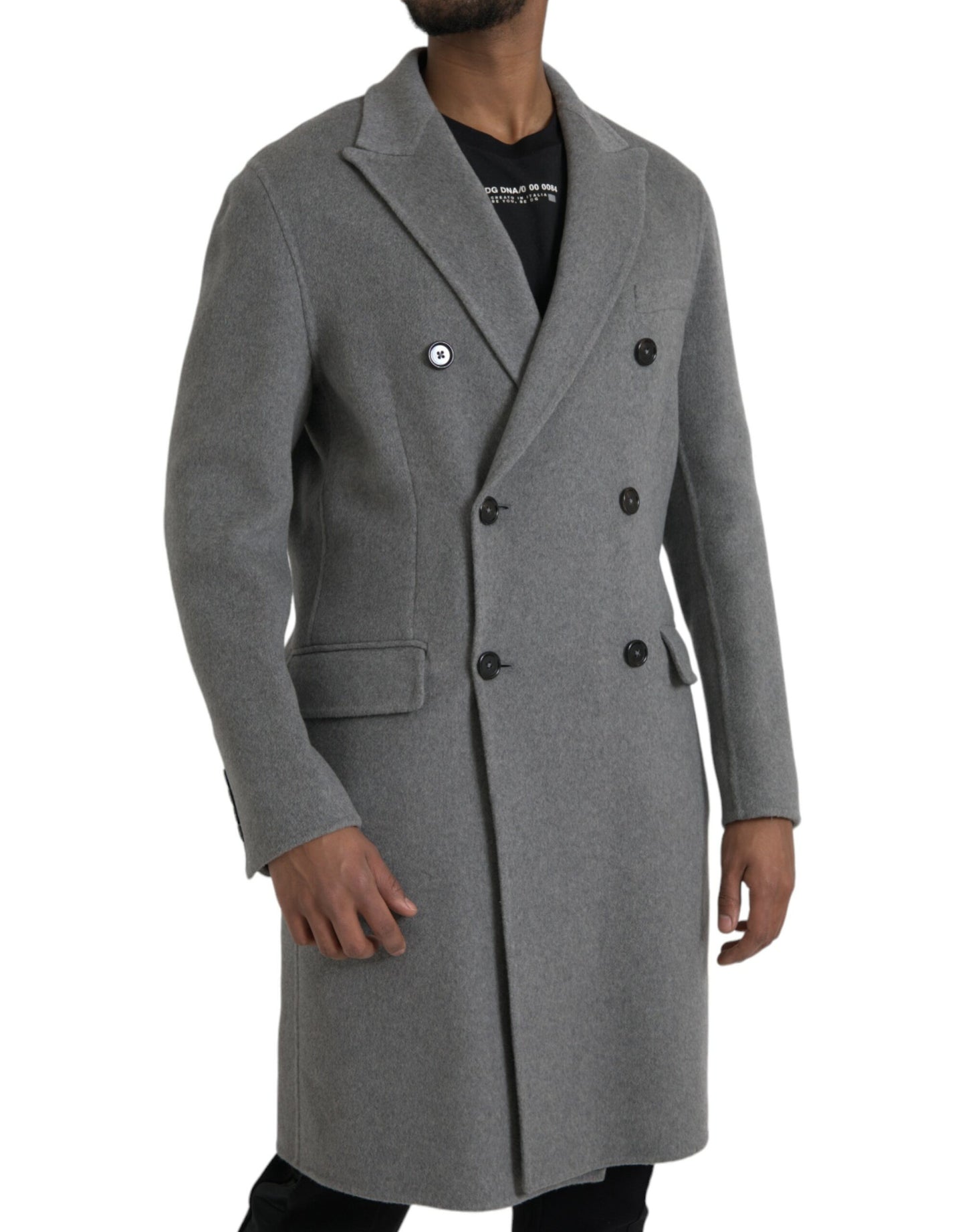 Dolce & Gabbana Grauer Doppel-Trenchcoat Kaschmirjacke