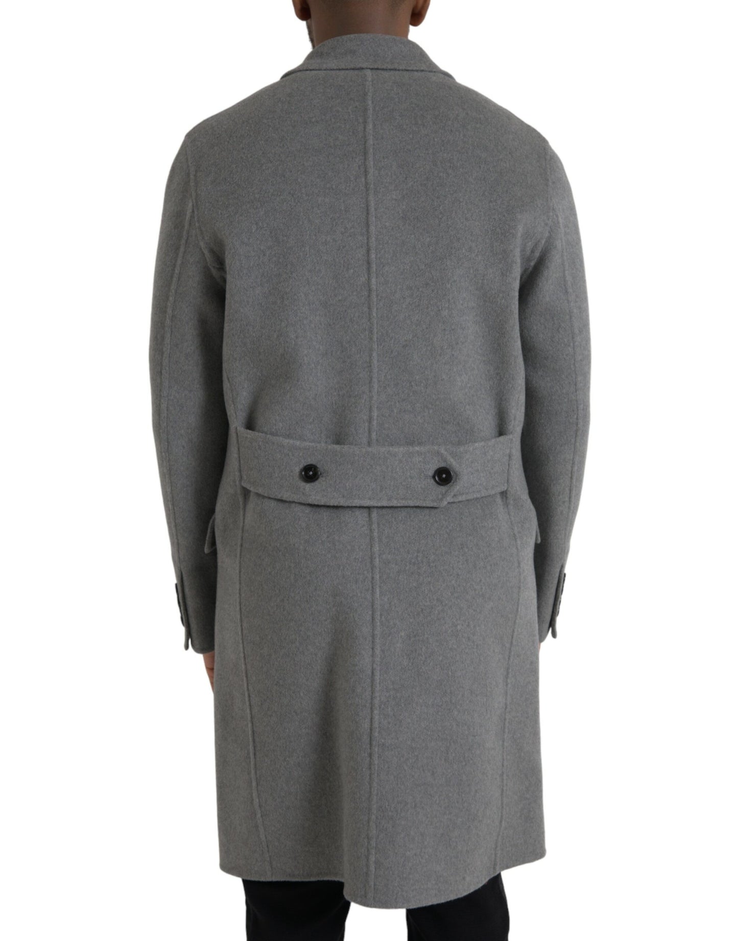 Dolce & Gabbana Grauer Doppel-Trenchcoat Kaschmirjacke