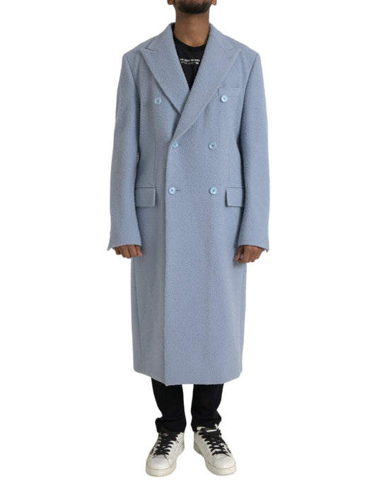 Dolce & Gabbana Blauer doppelreihiger langer Trenchcoat Jacke