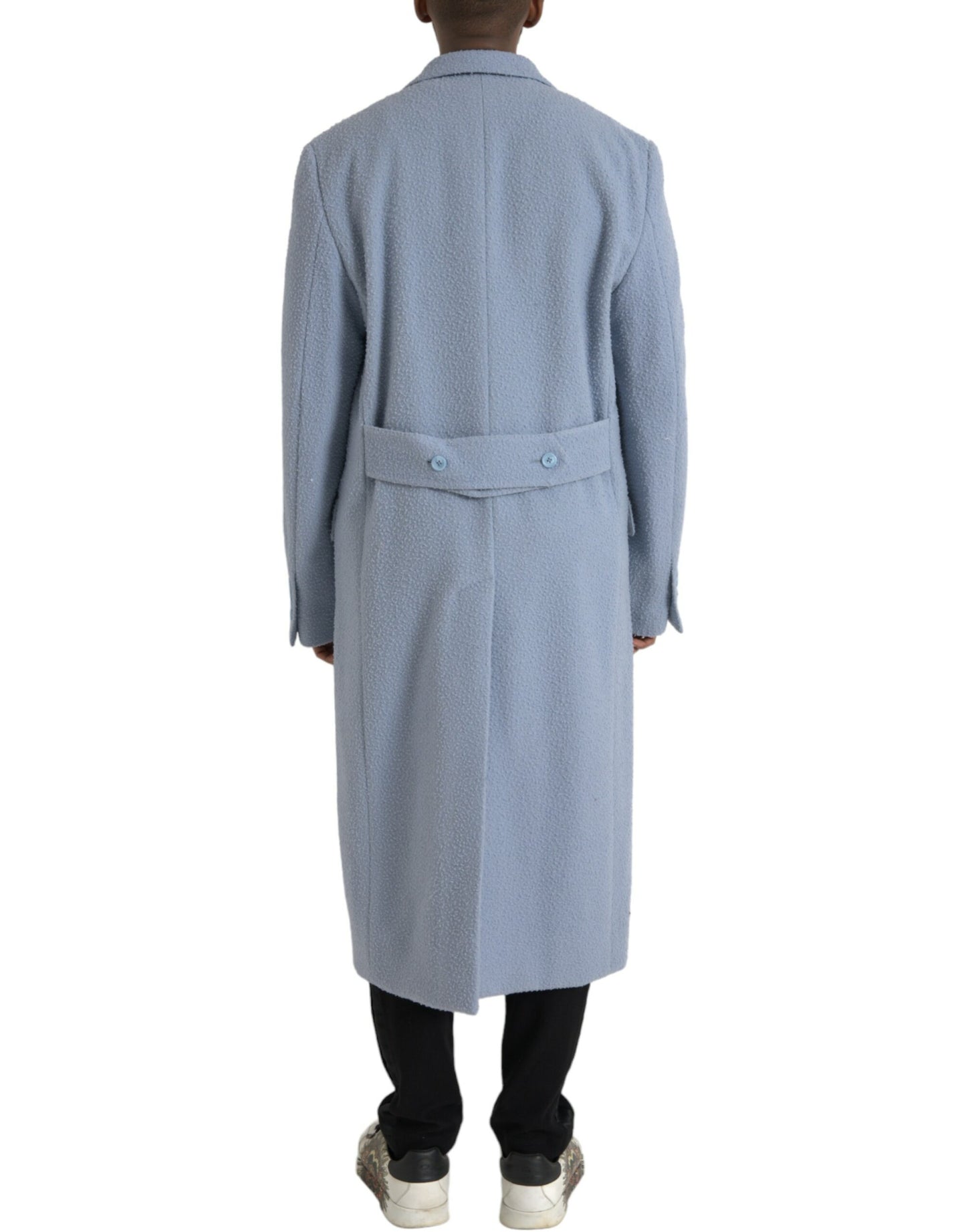 Dolce & Gabbana Blauer doppelreihiger langer Trenchcoat Jacke