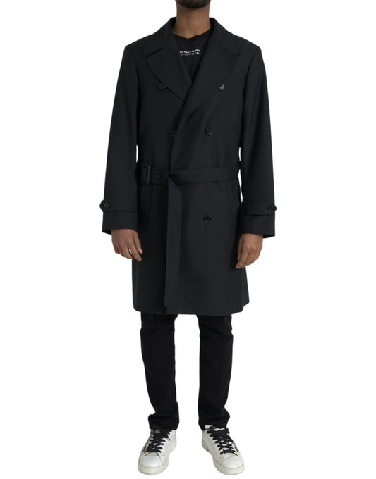 Dolce &amp; Gabbana Black Double Breasted Trench Coat Jacket