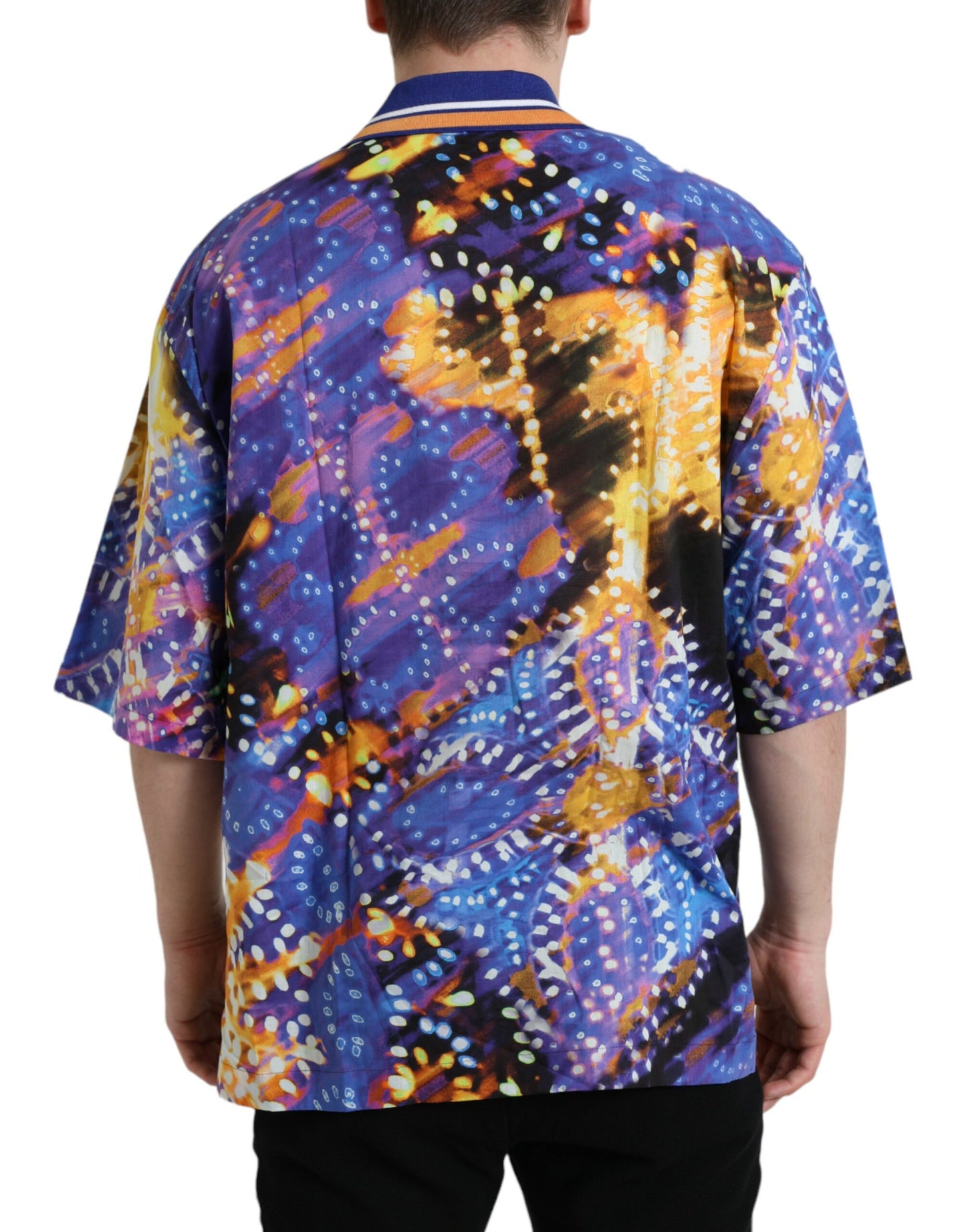 Dolce &amp; Gabbana Multicolor Luminarie Print Cotton Casual Shirt