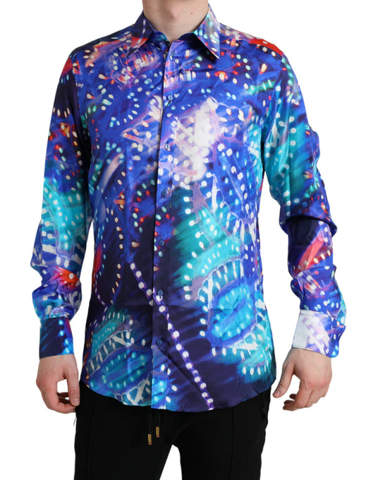 Dolce &amp; Gabbana Purple Luminarie Silk Shirt MARTINI