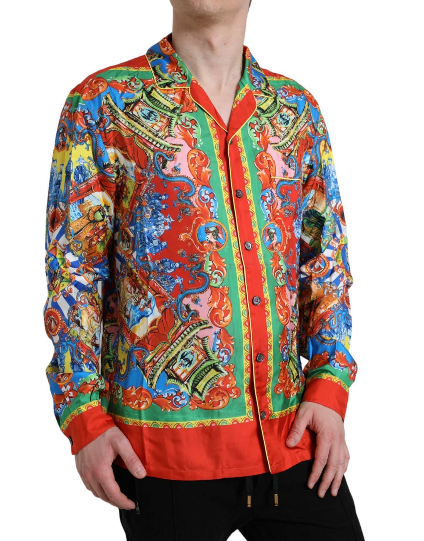 Dolce &amp; Gabbana Multicolored Patterned Button Down Casual Shirt