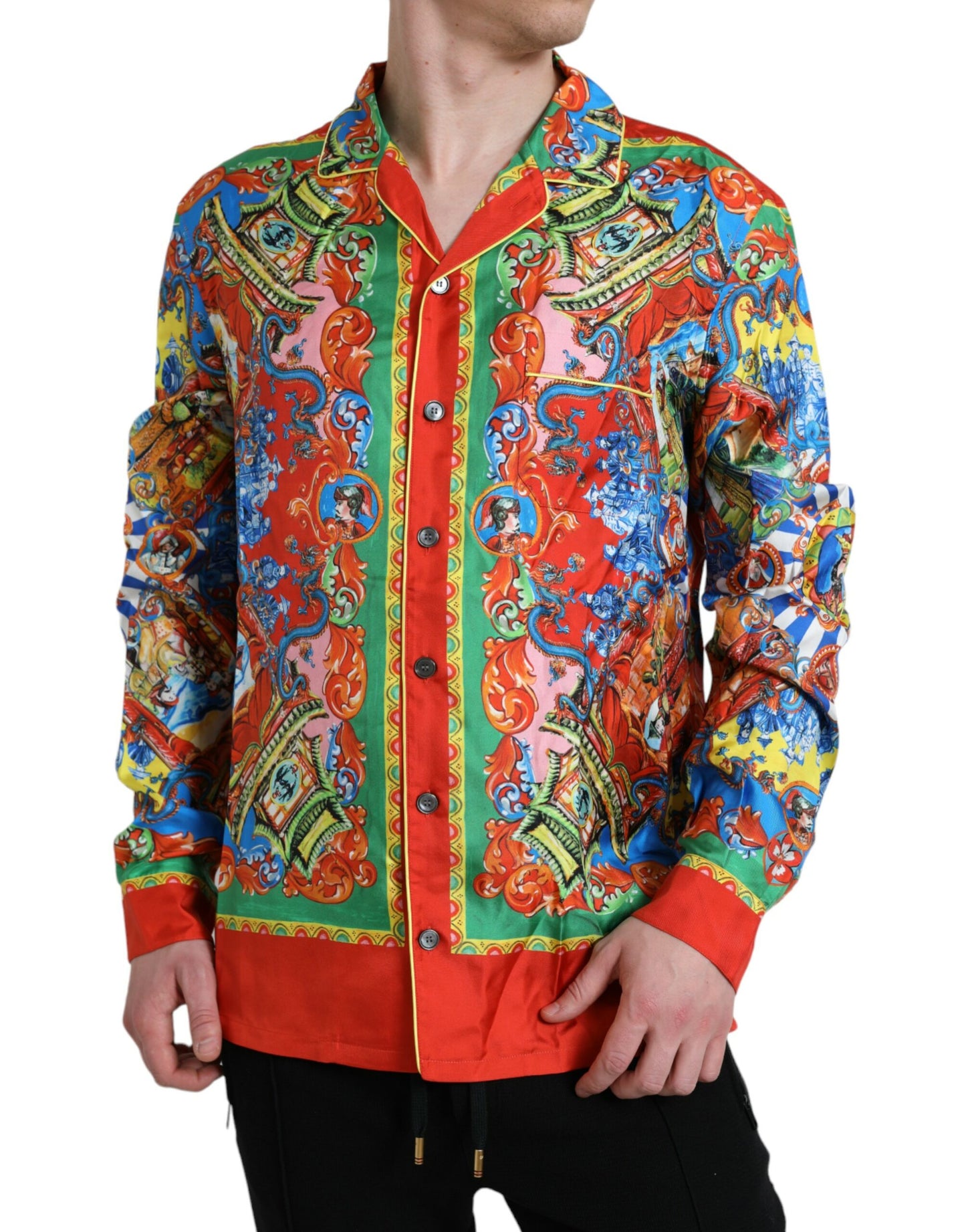 Dolce &amp; Gabbana Multicolored Patterned Button Down Casual Shirt