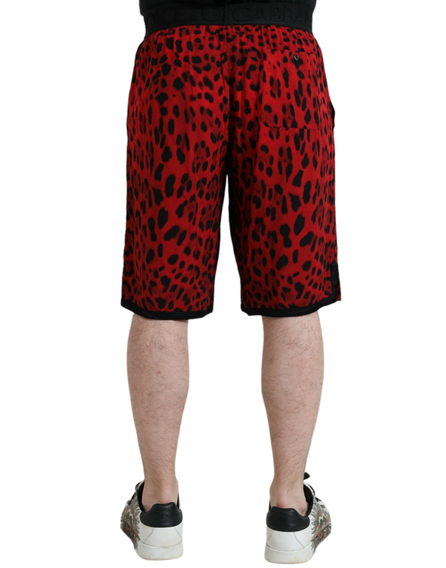 Dolce & Gabbana Rote Bermudashorts mit Leopardenmuster aus Viskose