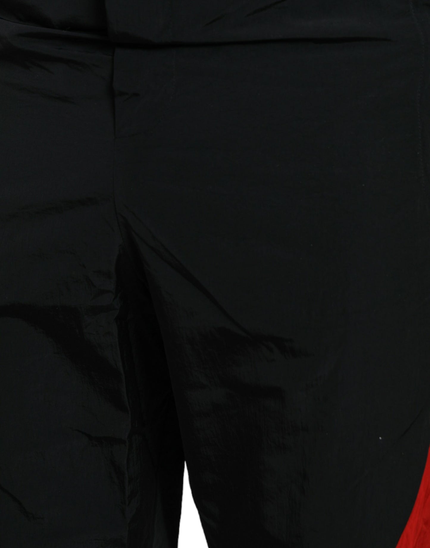 Dolce &amp; Gabbana Black-Red Leopard Print Nylon Jogger Pants