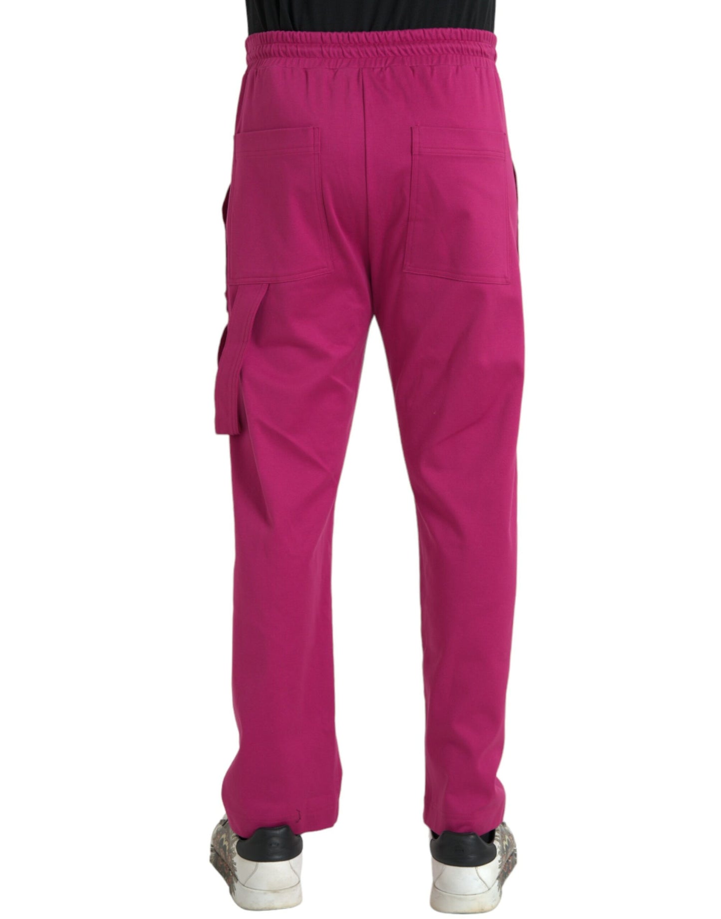 Dolce &amp; Gabbana Pink Logo Cargo Cotton Jogger Sweatpants