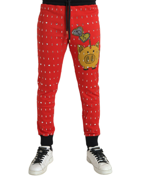 Dolce & Gabbana Rote Jahr des Schweins Jogger-Sweatpants Hosen