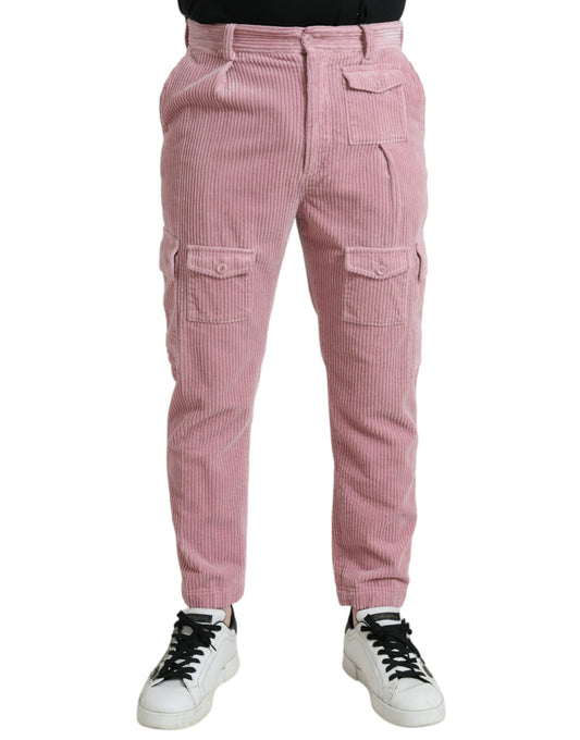 Dolce &amp; Gabbana Pink Corduroy Cotton Stretch Skinny Cargo Jeans